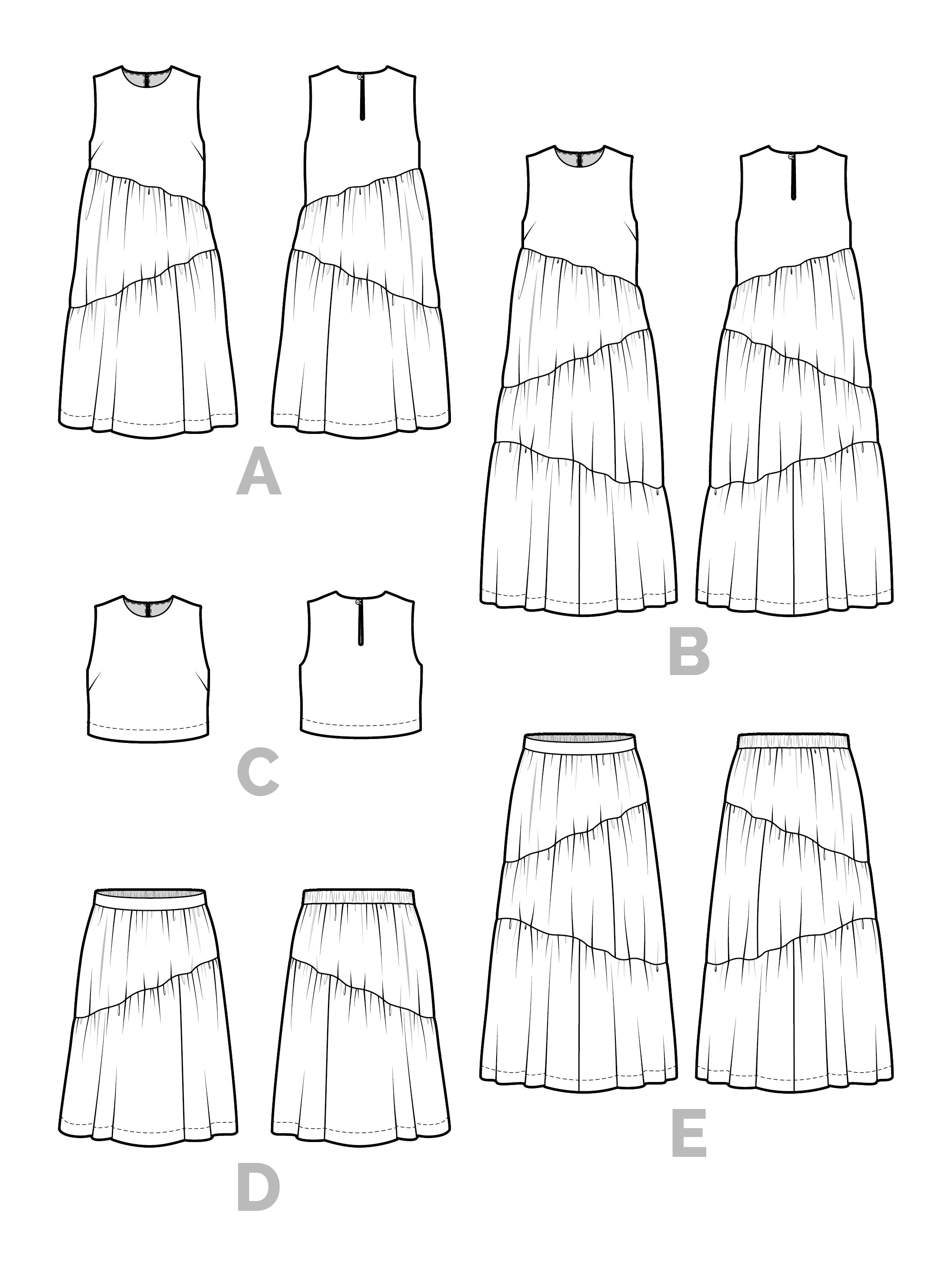 Azure Dress, Skirt & Top Sewing Pattern