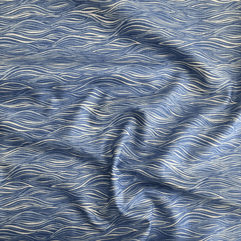 Blue fabric with wavy pattern