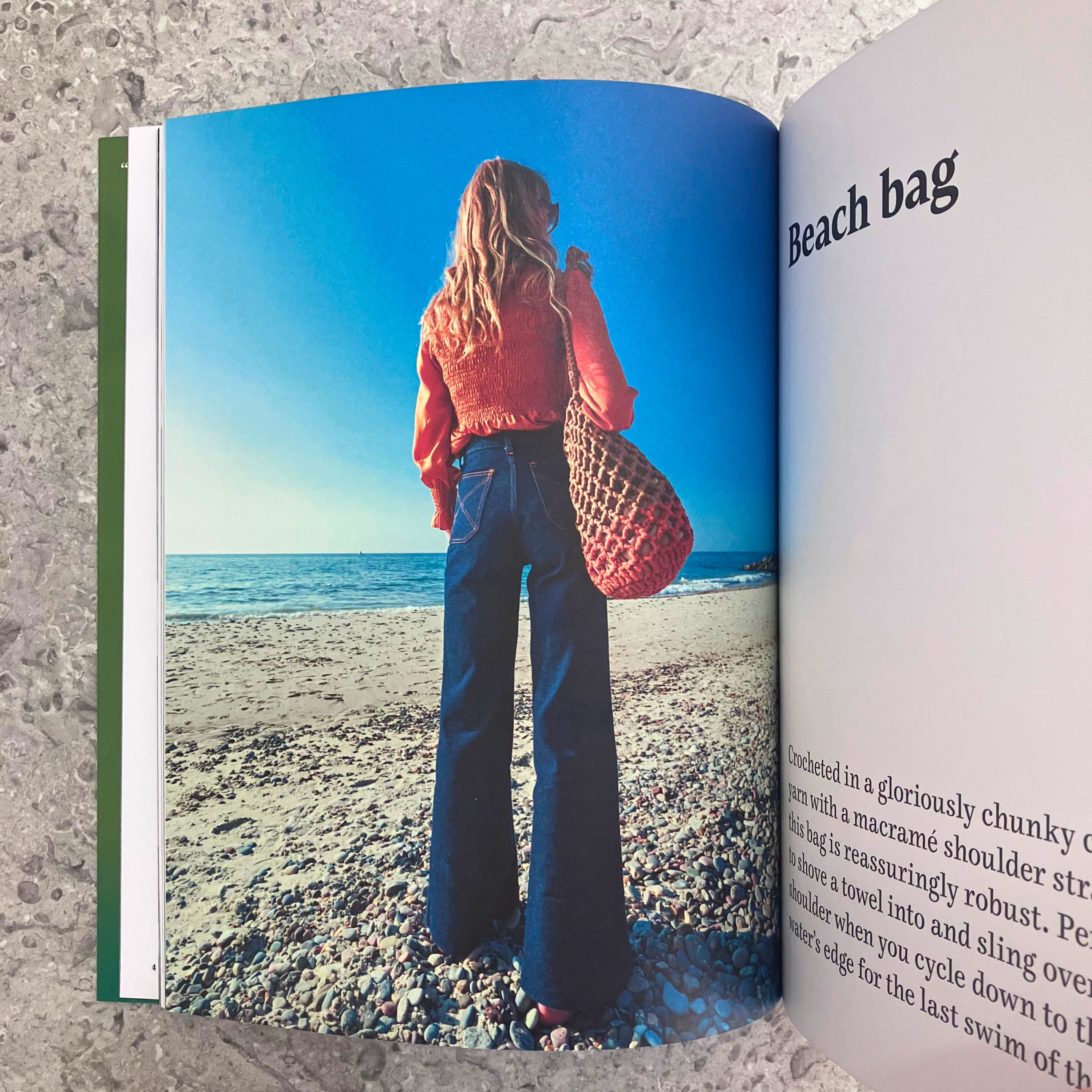 Chunky Crochet by Amanda Ljunggren — interior spread showing crochet bag — crochet pattern for Beach Bag
