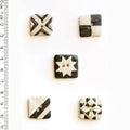 Handmade ceramic black & white quilt-inspired square buttons, set of 5, hand-painted stoneware, 0.75in (2cm), Incomparable Buttons
