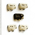 Handmade ceramic black & white sheep buttons, set of 5, hand-painted stoneware, 1.2in (3cm), Incomparable Buttons
