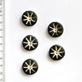 Handmade ceramic black circle buttons with white etching, set of 5, hand-painted stoneware, 0.8 in (2.2cm), Incomparable Buttons
