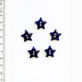 Handmade ceramic shiny navy blue star pattern buttons, set of 5, hand-painted stoneware, 0.5 in (1.3 cm), Incomparable Buttons
