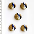 Handmade ceramic circle buttons with white and blue swirl on terracotta, set of 5, hand-painted stoneware, 0.87in (2.2cm), Incomparable Buttons
