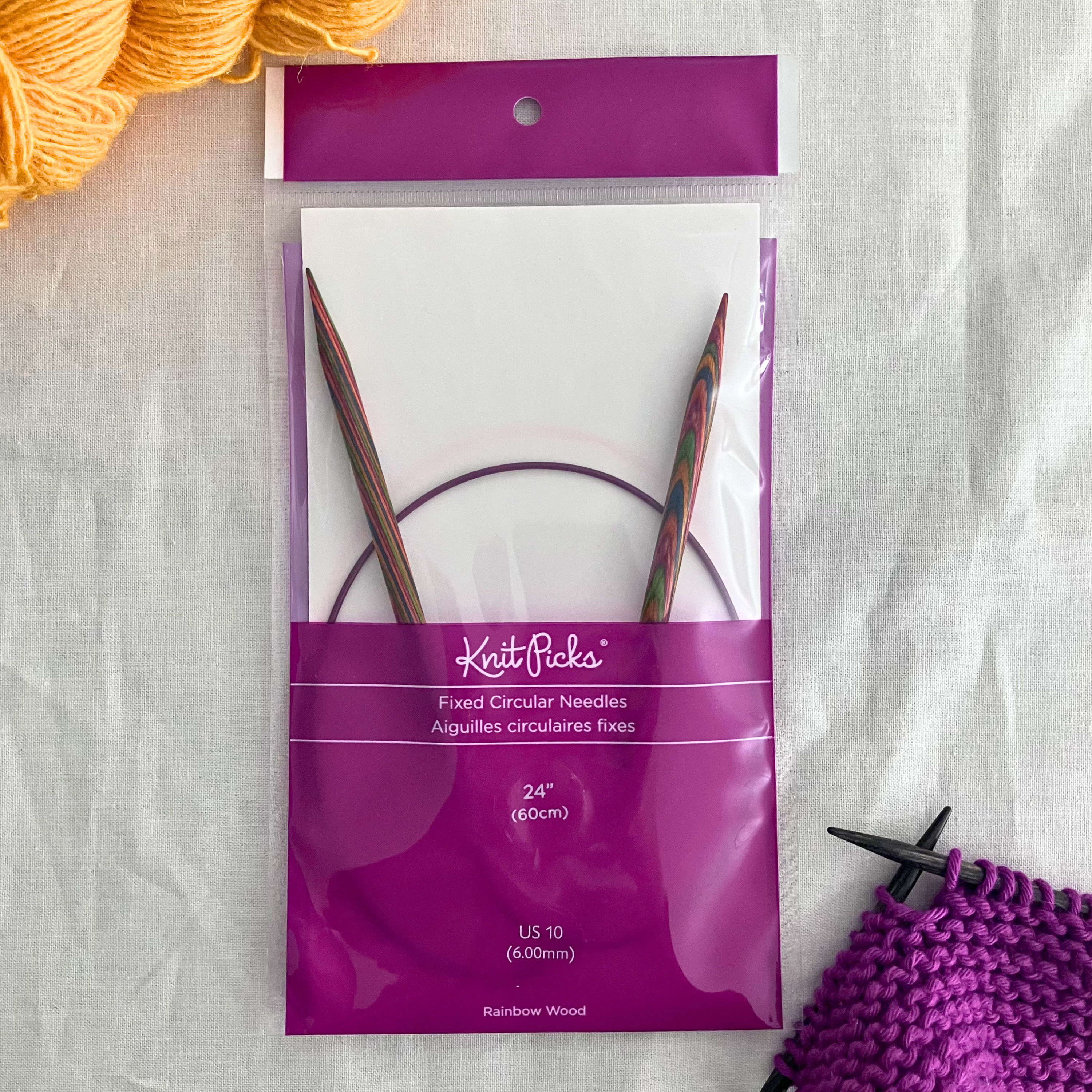 Knit Picks Rainbow Wood fixed circular needles – 24-inch length, birchwood tips