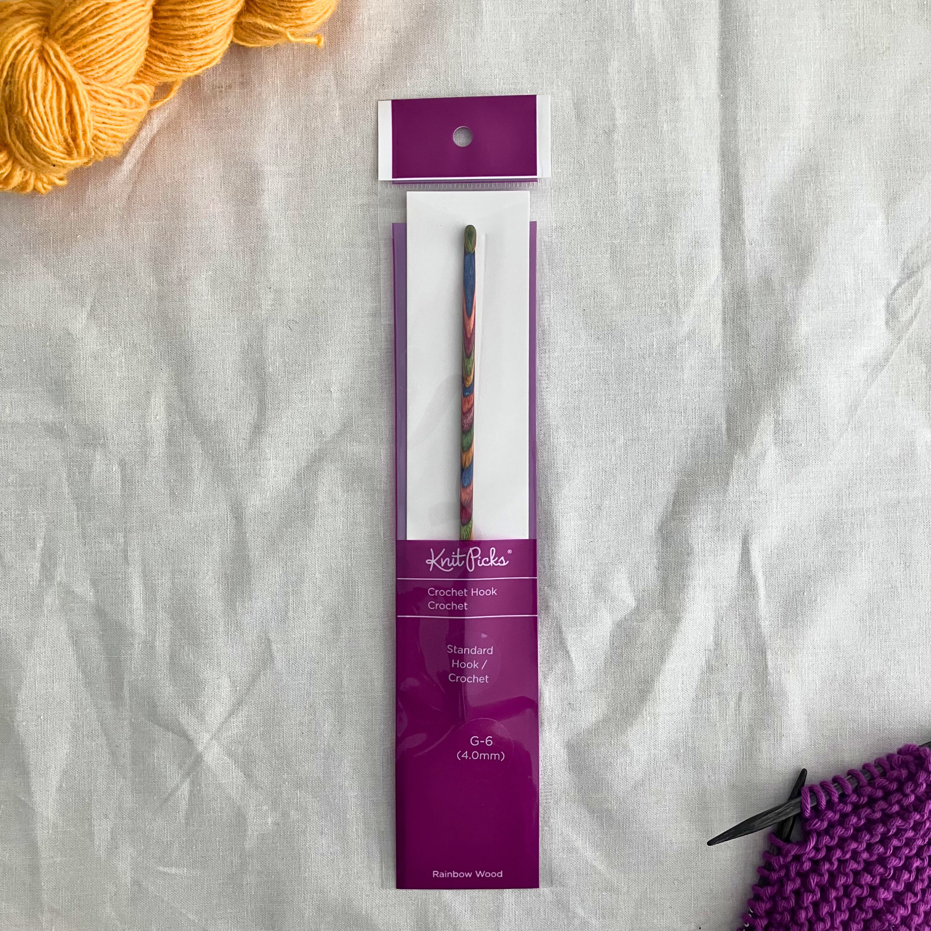 Knit Picks Rainbow Wood crochet hooks – vibrant rainbow colours, multiple sizes