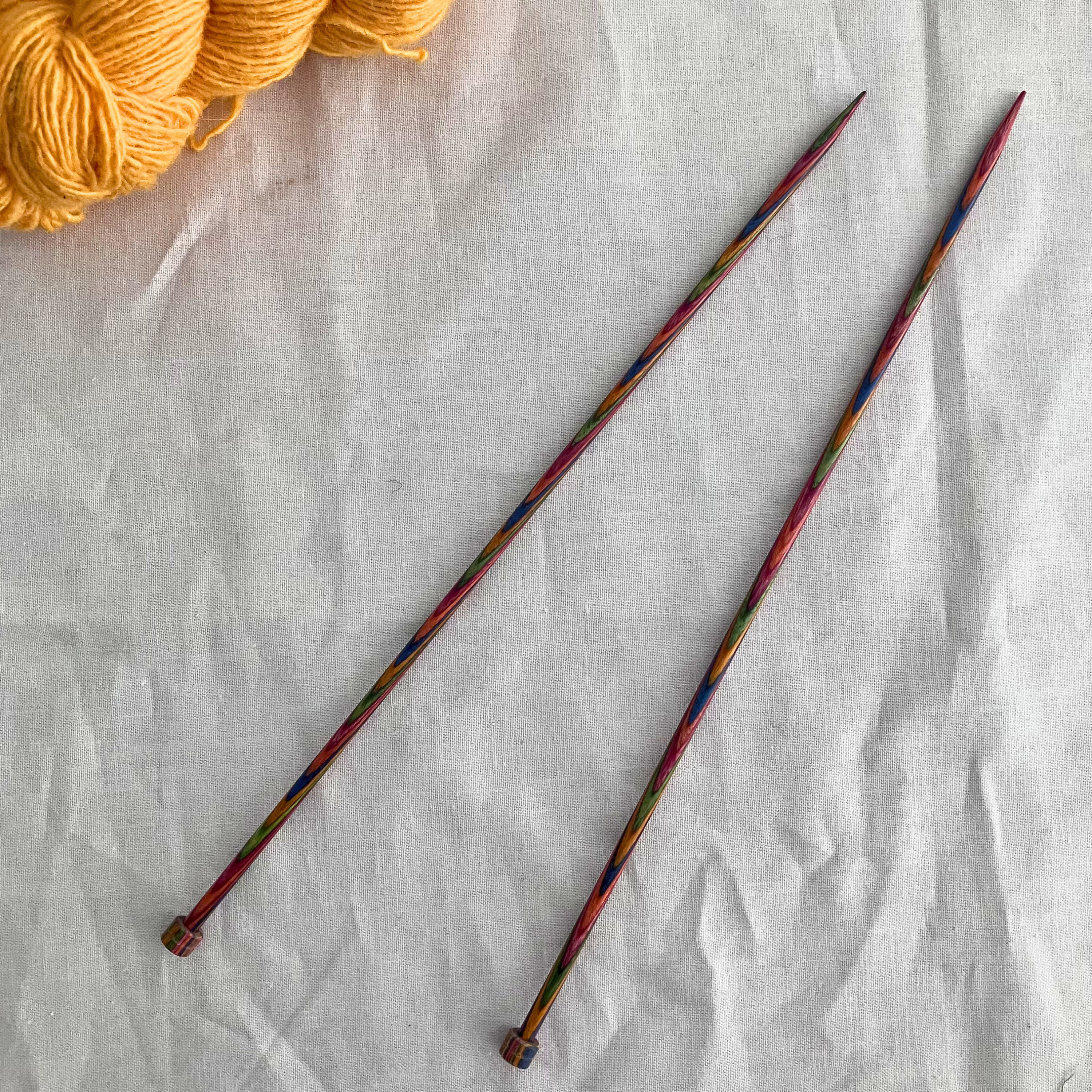Knit Picks Rainbow Wood 10-inch single-pointed knitting needles – polished birchwood