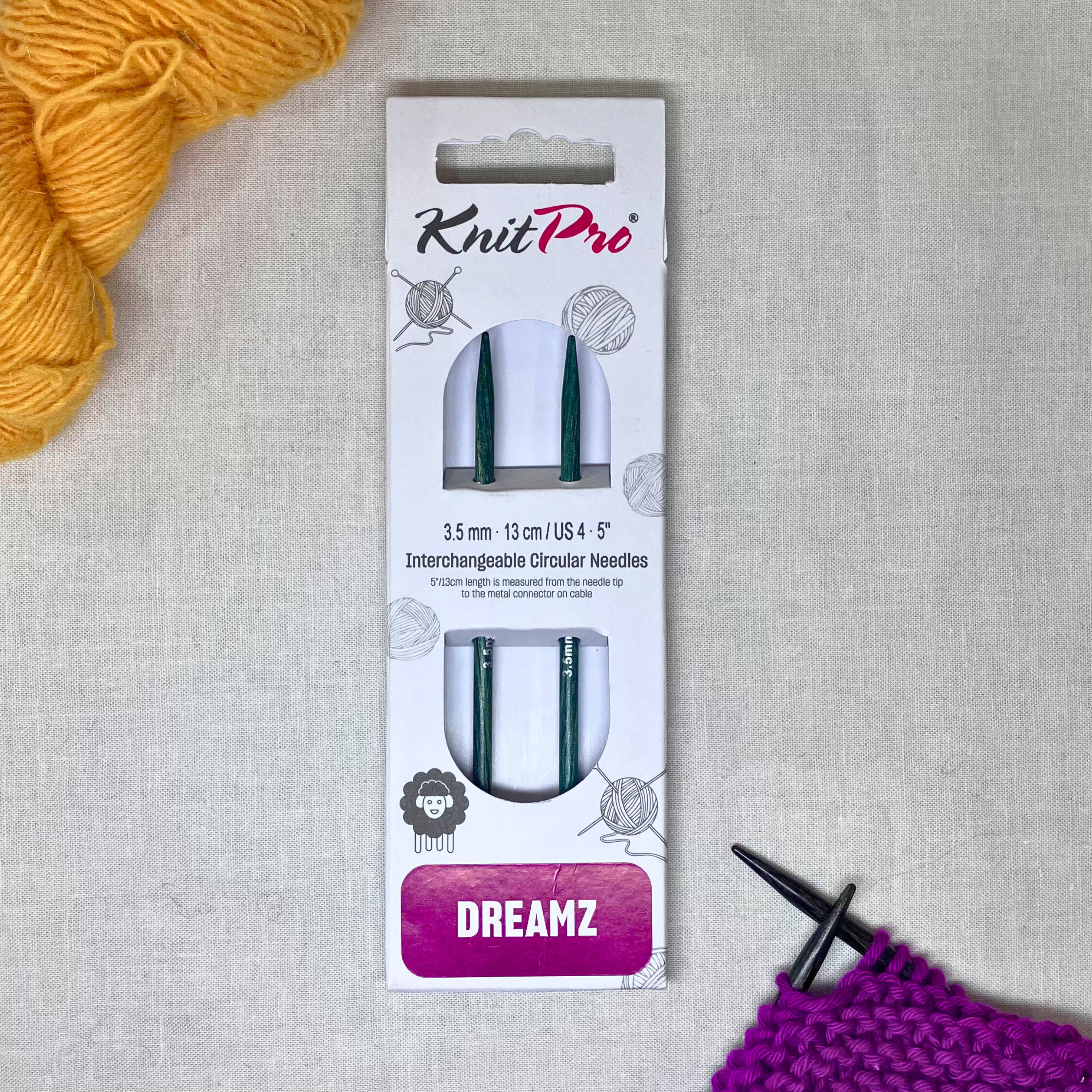 KnitPro Dreamz interchangeable needle tips – smooth birchwood, colour-coded by size