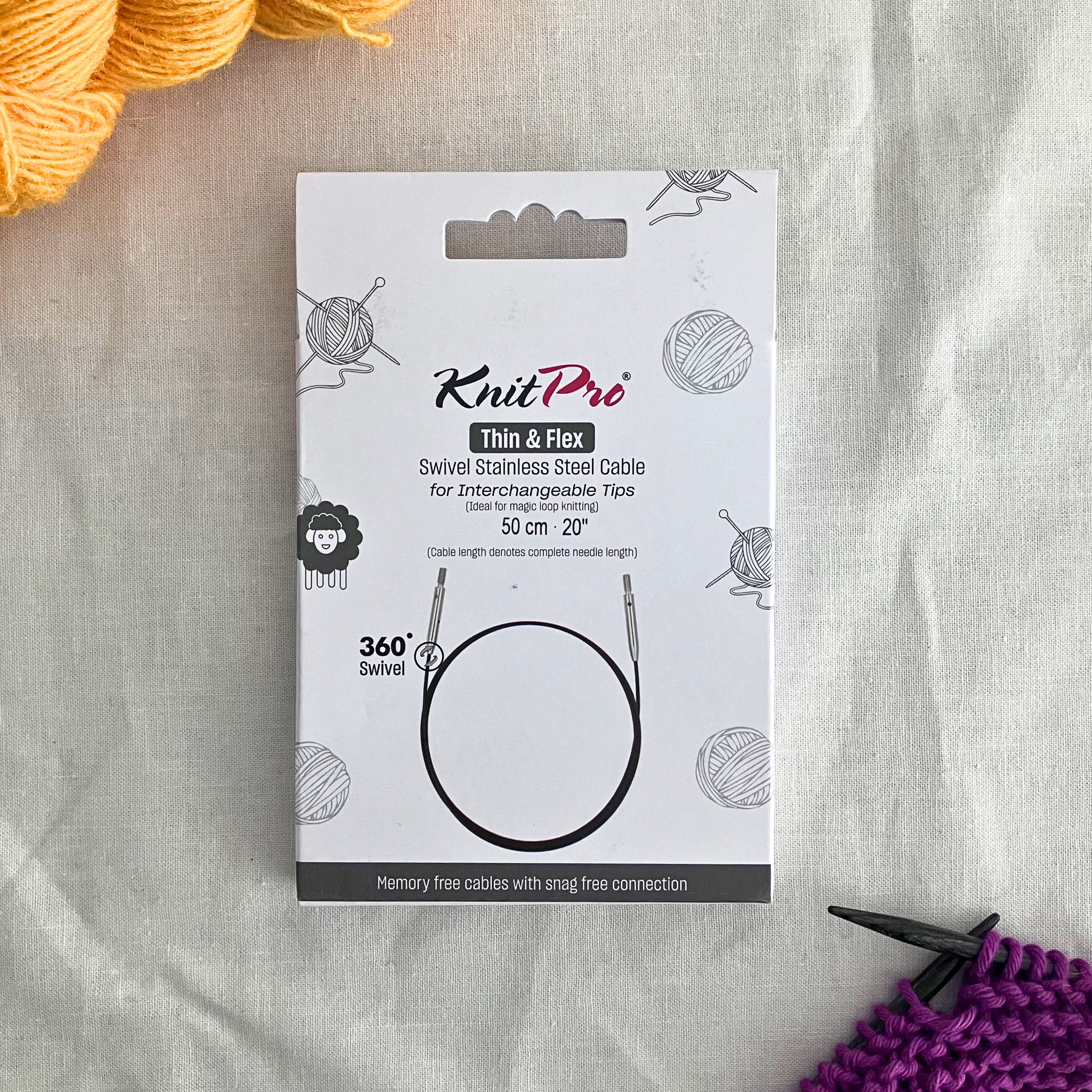 KnitPro Thin & Flex interchangeable circular needle cable – flexible, ideal for magic loop technique