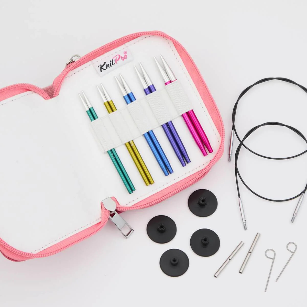 KnitPro Zing starter interchangeable circular needle set – 4-inch tips, aluminium