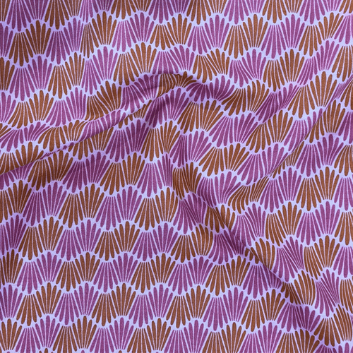 100% cotton quilting fabric — fabric with pink & orange wavy lines. 44/45in width.
