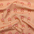 100% cotton quilting fabric — pink & orange feather-like shapes on light coral. 44/45in width.