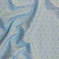 Morning Frost quilting cotton — allover isometric cube lattice in dotted periwinkle blue on a soft icy white background. Art Gallery Fabrics, 44/45″ wide.
