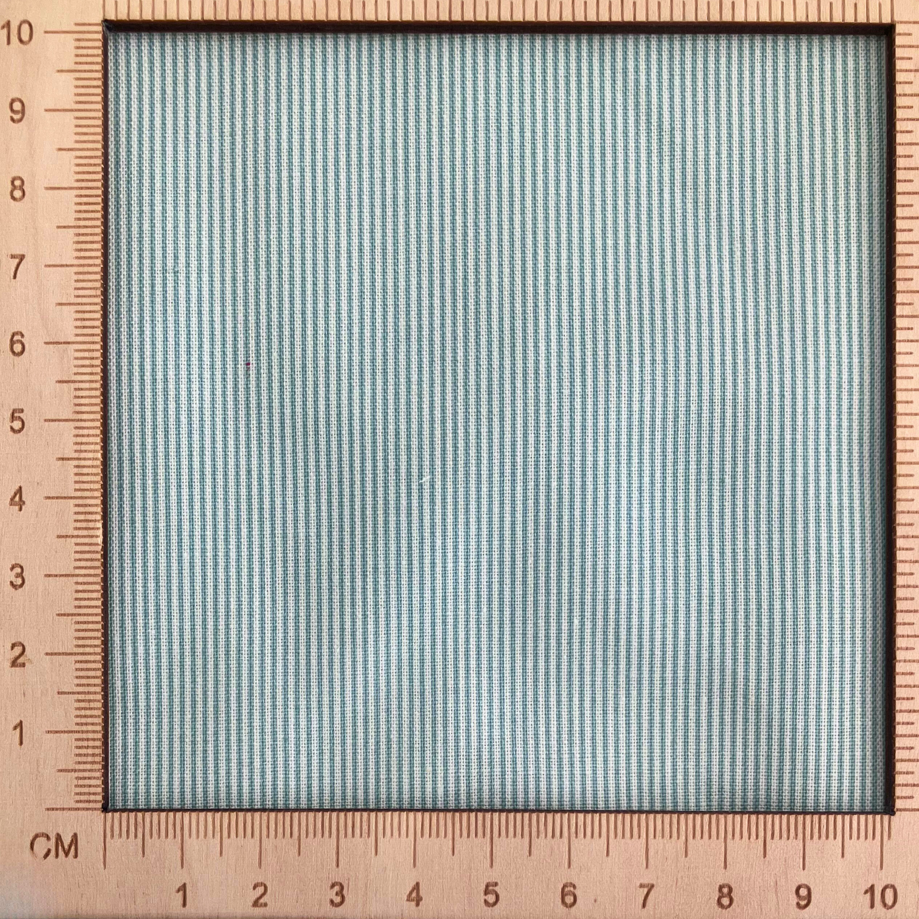 4"x4" scale — 100% cotton quilting fabric — green & white pin stripes. 44/45in width.