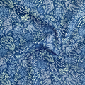 100% cotton quilting fabric — white & pale green seaweed pattern on blue. 44/45in width.
