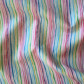 100% cotton quilting fabric — multicoloured stripes on white. 43/44in width.