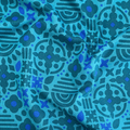 100% cotton quilting fabric — dark turquoise and blue tonal geometric pattern to teal. 44in width.
