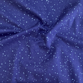 100% cotton quilting fabric — light blue polka dots on indigo navy. 44/45in width.