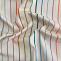 100% cotton quilting fabric — pastel vertical stripes on beige. 44/45in width.
