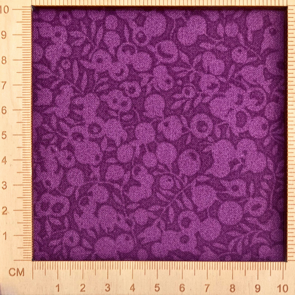 4"x4" scale — Liberty Fabrics Lasenby cotton — subtle tonal floral shadow pattern on deep purple. 44/45in width.