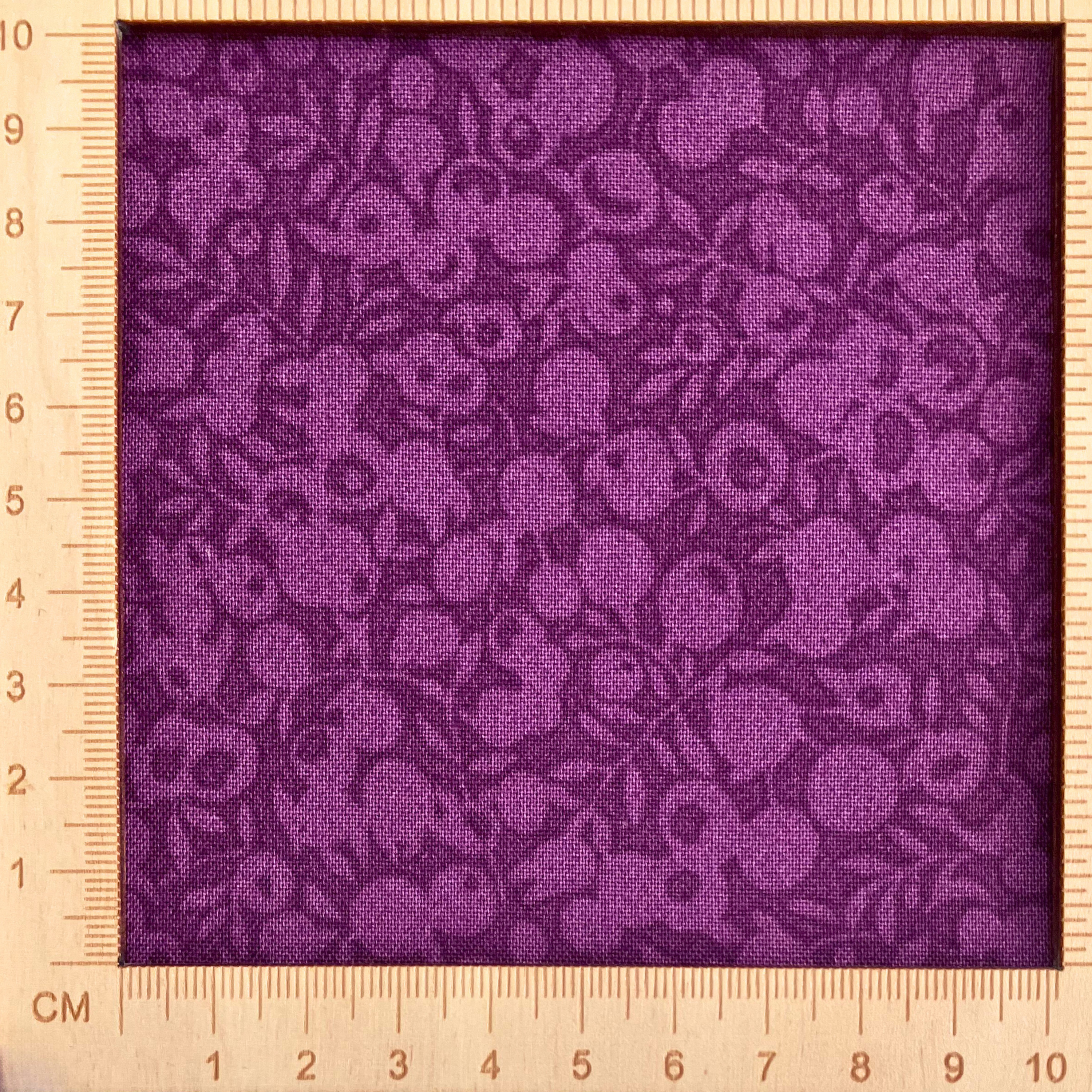 4"x4" scale — Liberty Fabrics Lasenby cotton — subtle tonal floral shadow pattern on deep purple. 44/45in width.