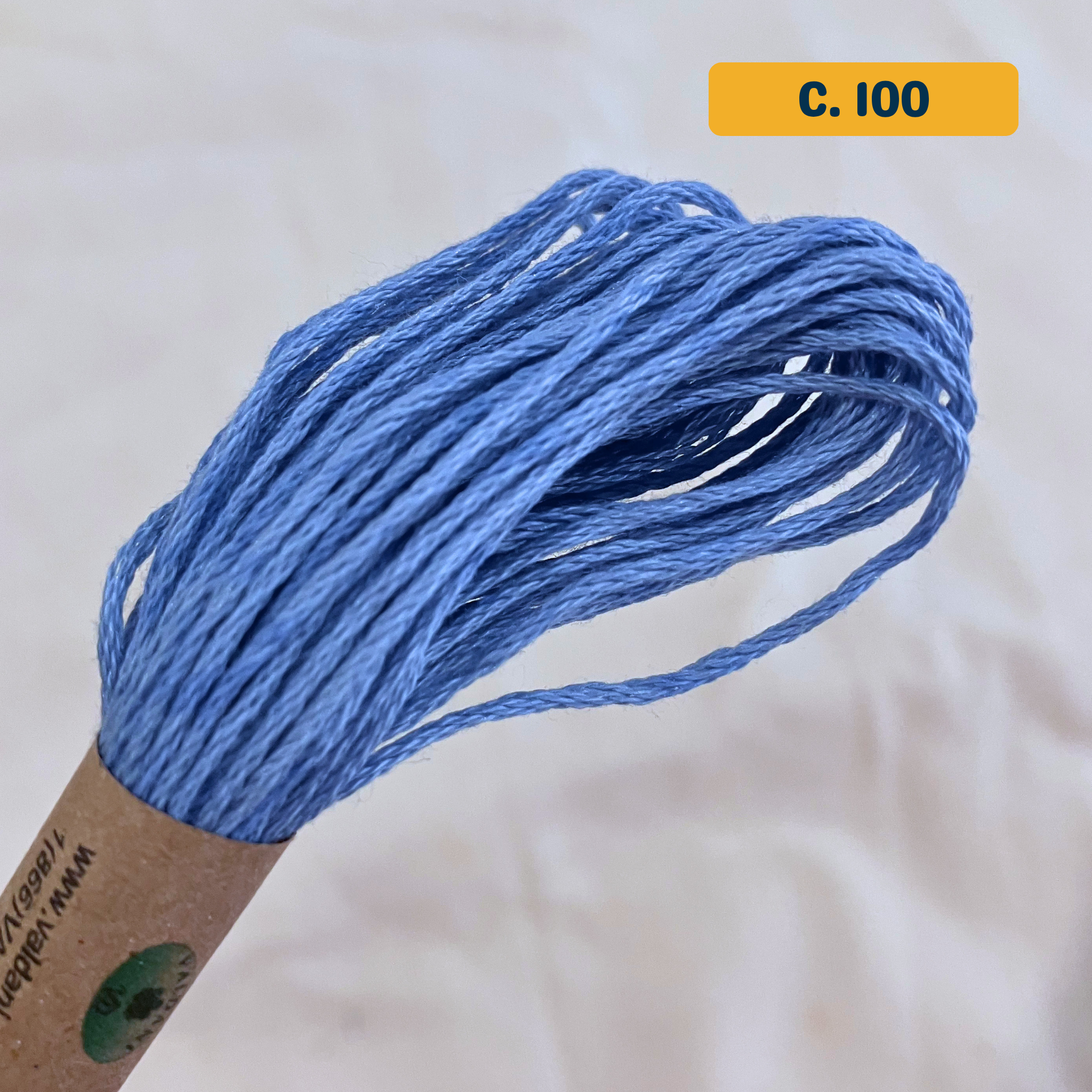 100% Cotton 6-Strand Embroidery Floss — medium blue (100 - Demin Light). Hand-Dyed. 10m.