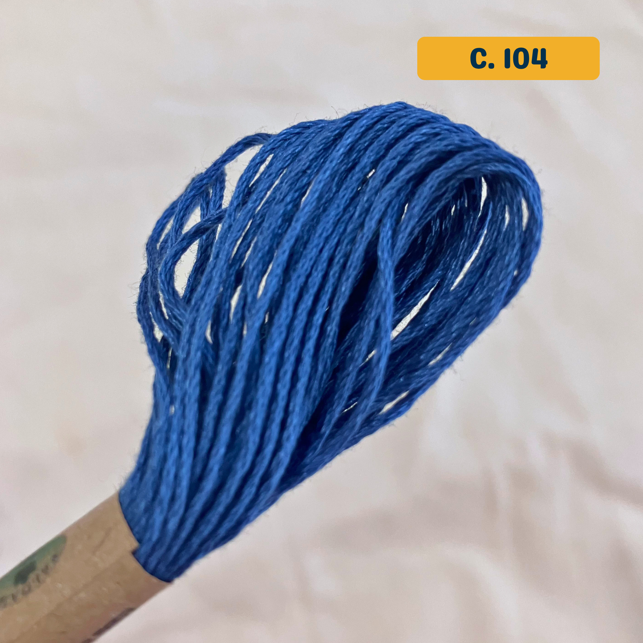 100% Cotton 6-Strand Embroidery Floss — royal blue (104 - Deep Sapphire). Hand-Dyed. 10m.