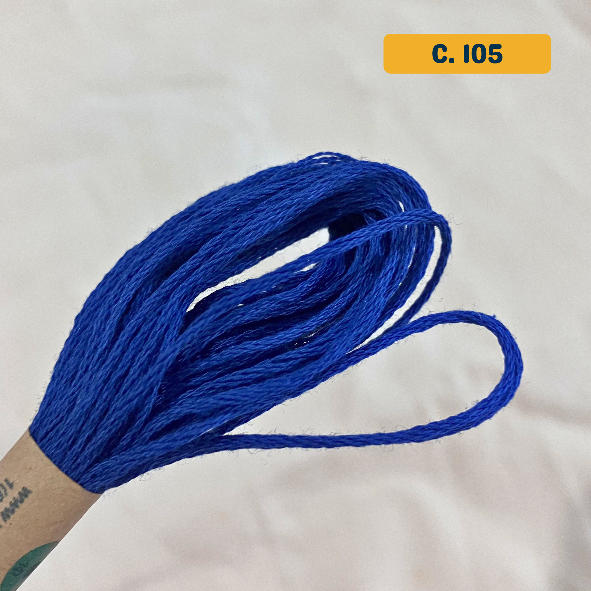 100% Cotton 6-Strand Embroidery Floss — vibrant dark blue (105 - Luminous Rich Navy). Hand-Dyed. 10m.
