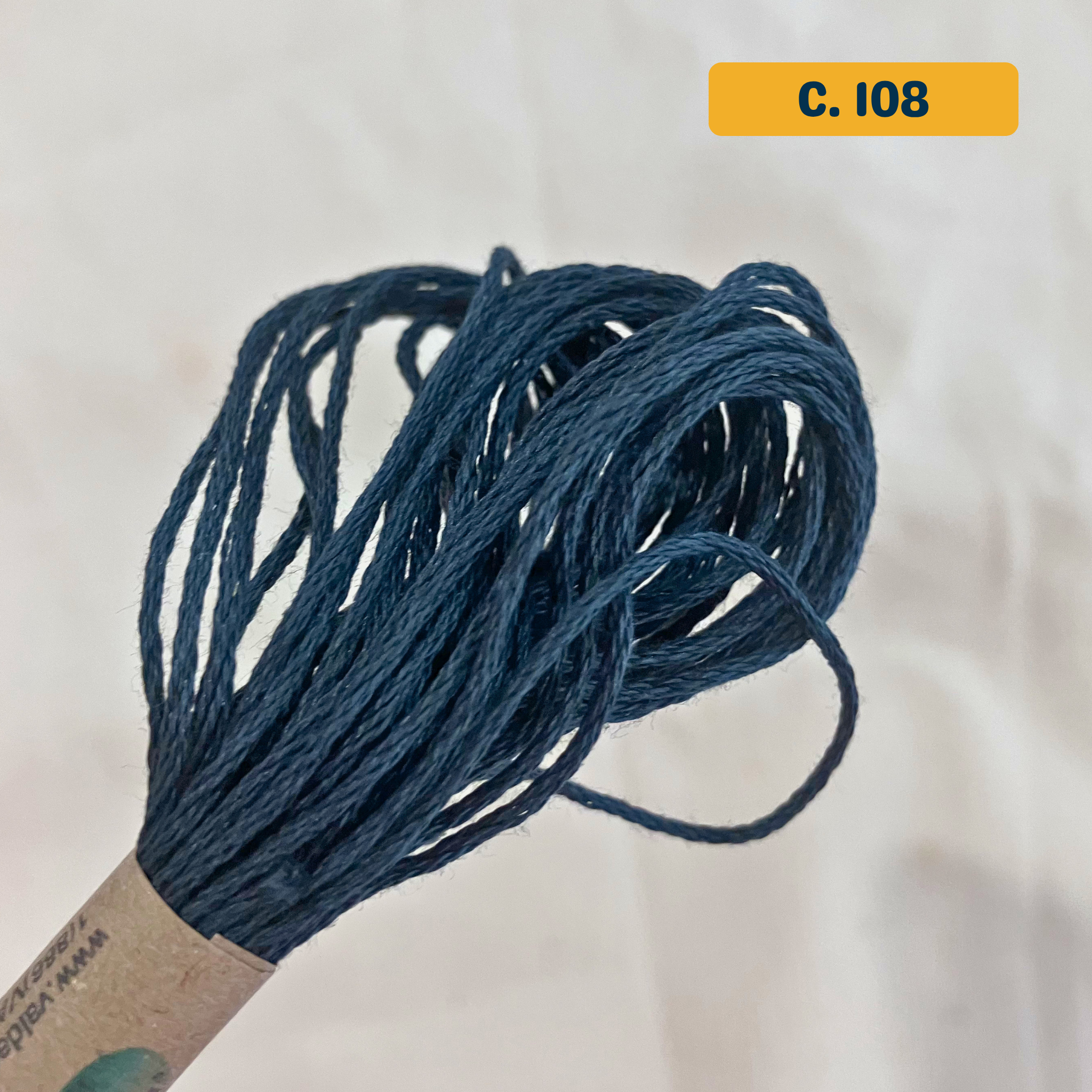 100% Cotton 6-Strand Embroidery Floss — dark grey-blue (108 - Dusty Navy). Hand-Dyed. 10m.