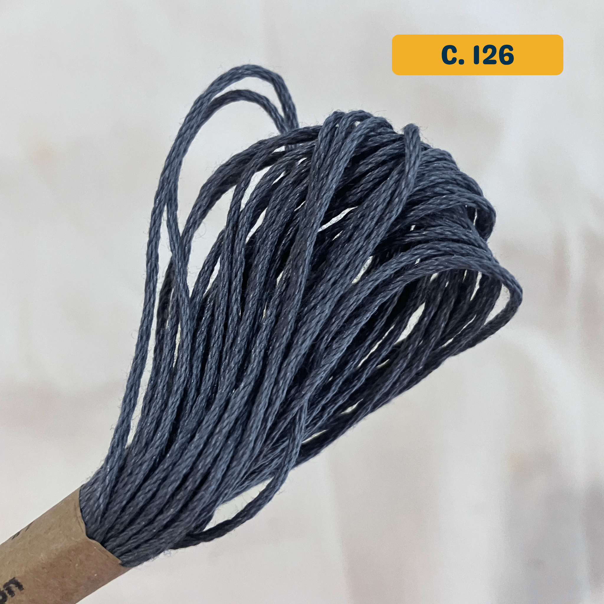 100% Cotton 6-Strand Embroidery Floss — dark grey (126 - Deep Grey). Hand-Dyed. 10m.