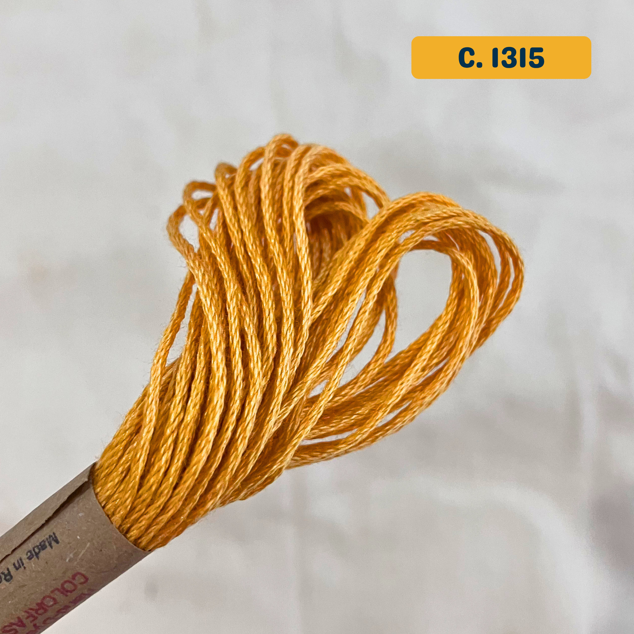 100% Cotton 6-Strand Embroidery Floss — yellow (1315 - Mustard Seed). Hand-Dyed. 10m.