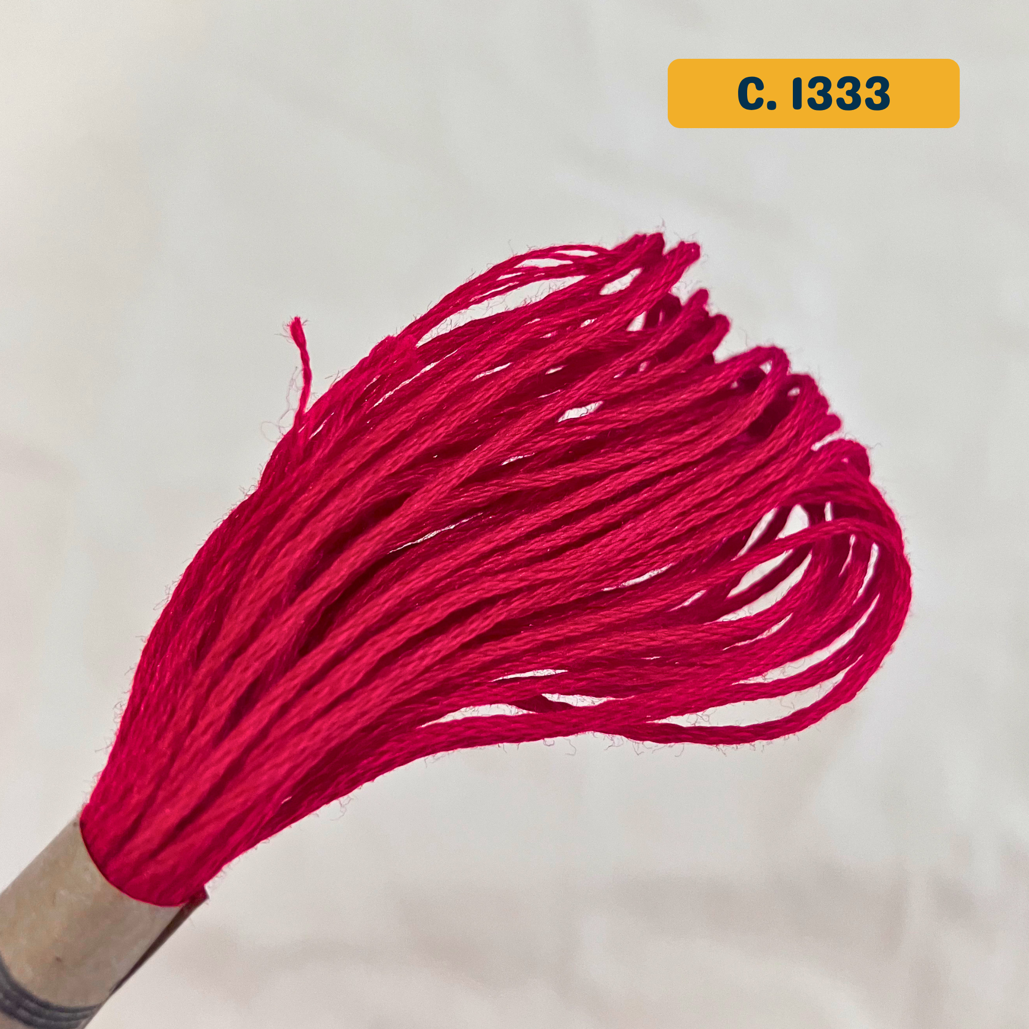 100% Cotton 6-Strand Embroidery Floss — bright red (1333 - Christmassy Red). Hand-Dyed. 10m.