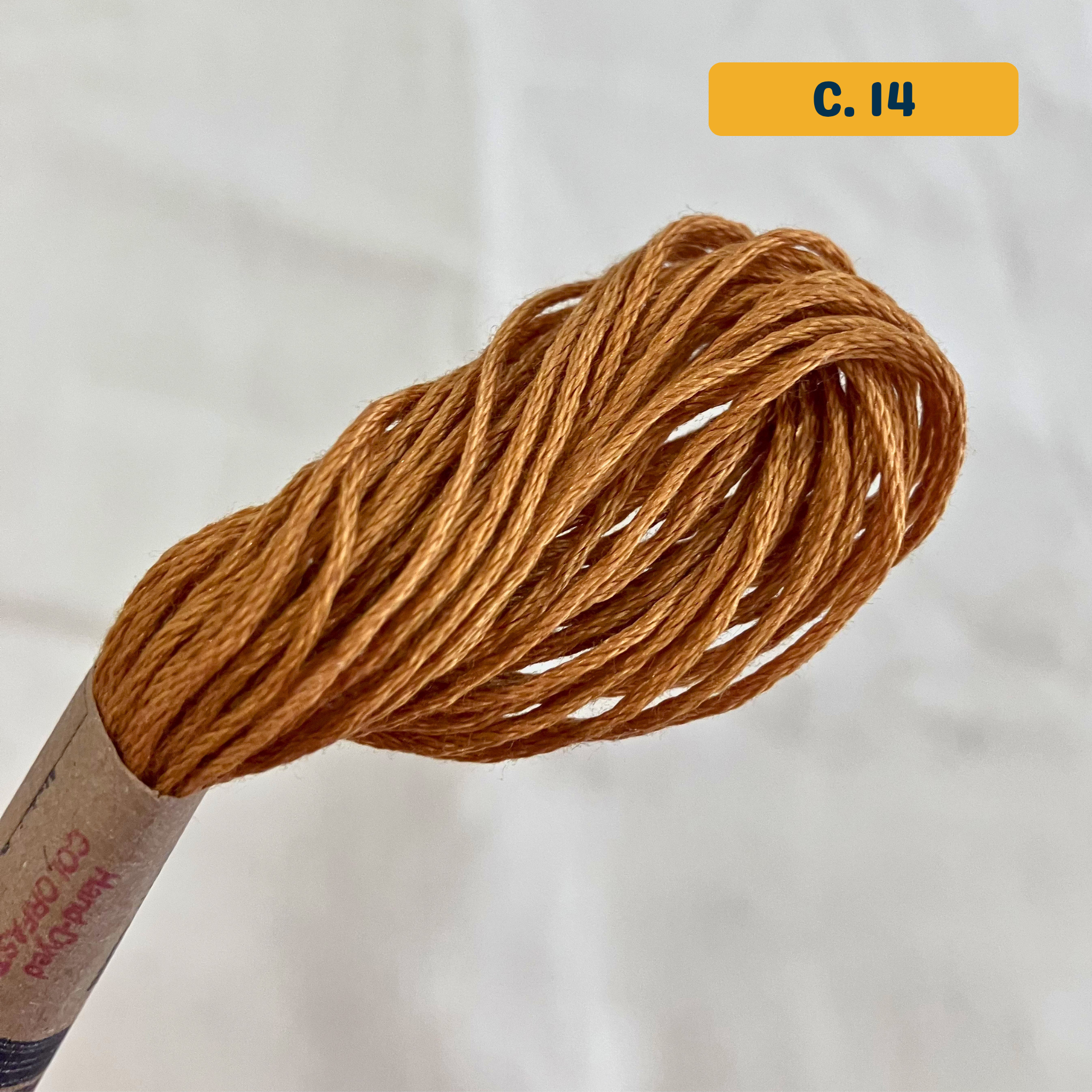 100% Cotton 6-Strand Embroidery Floss — orange-brown (14 - Deep Rusty Orange). Hand-Dyed. 10m.