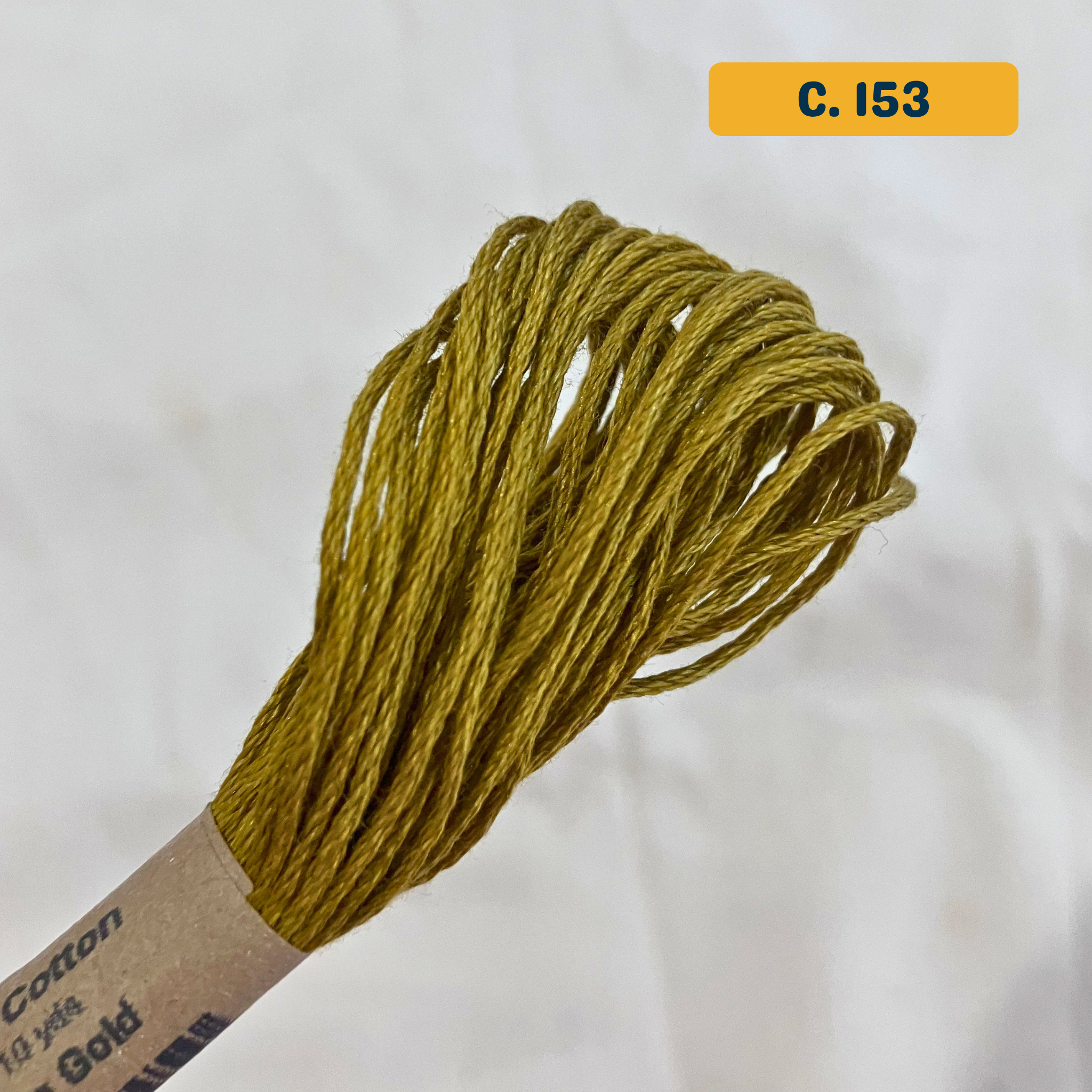 100% Cotton 6-Strand Embroidery Floss — brown-green (153 - Antique Gold). Hand-Dyed. 10m.