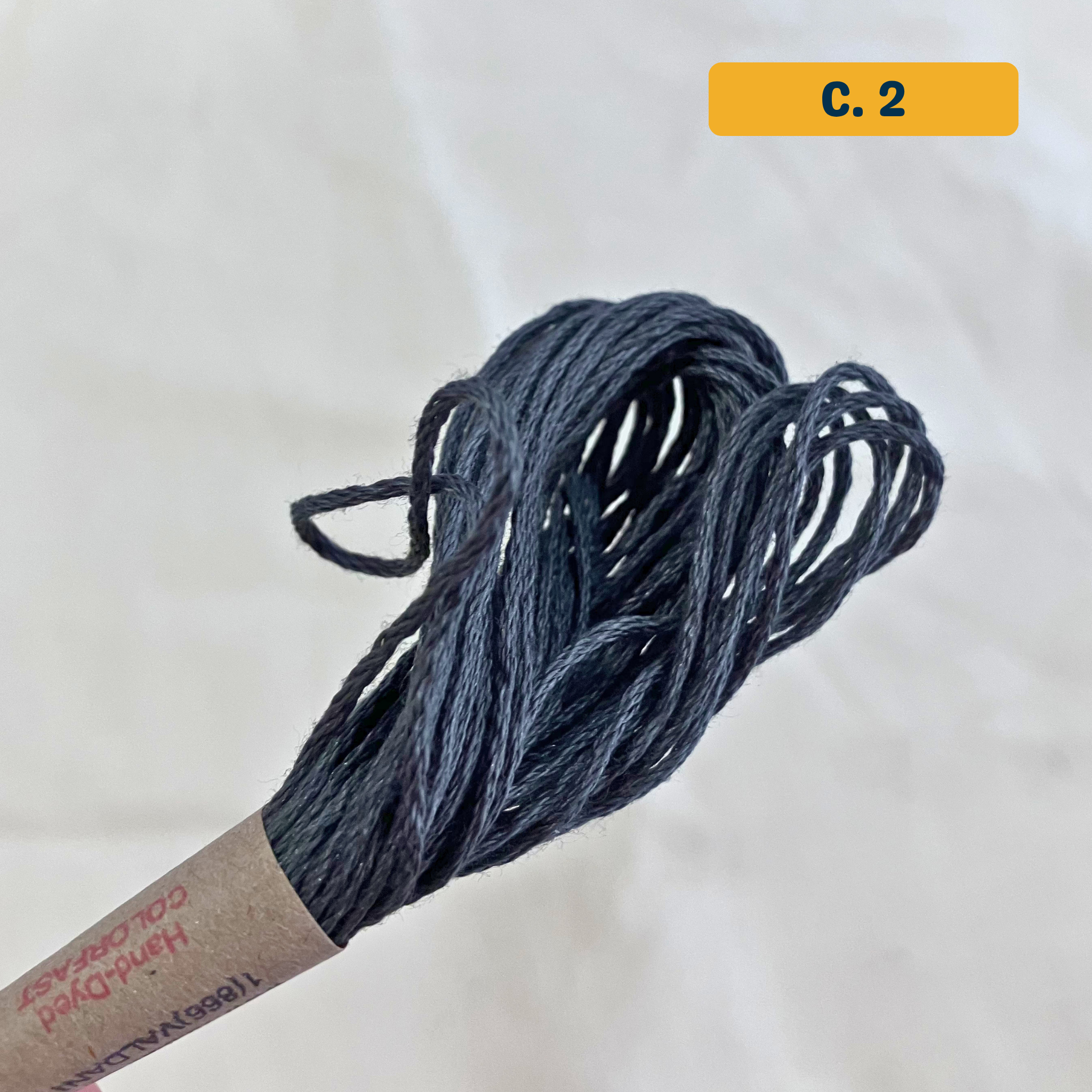 100% Cotton 6-Strand Embroidery Floss — mid-dark grey (2 - Charcoal). Hand-Dyed. 10m.