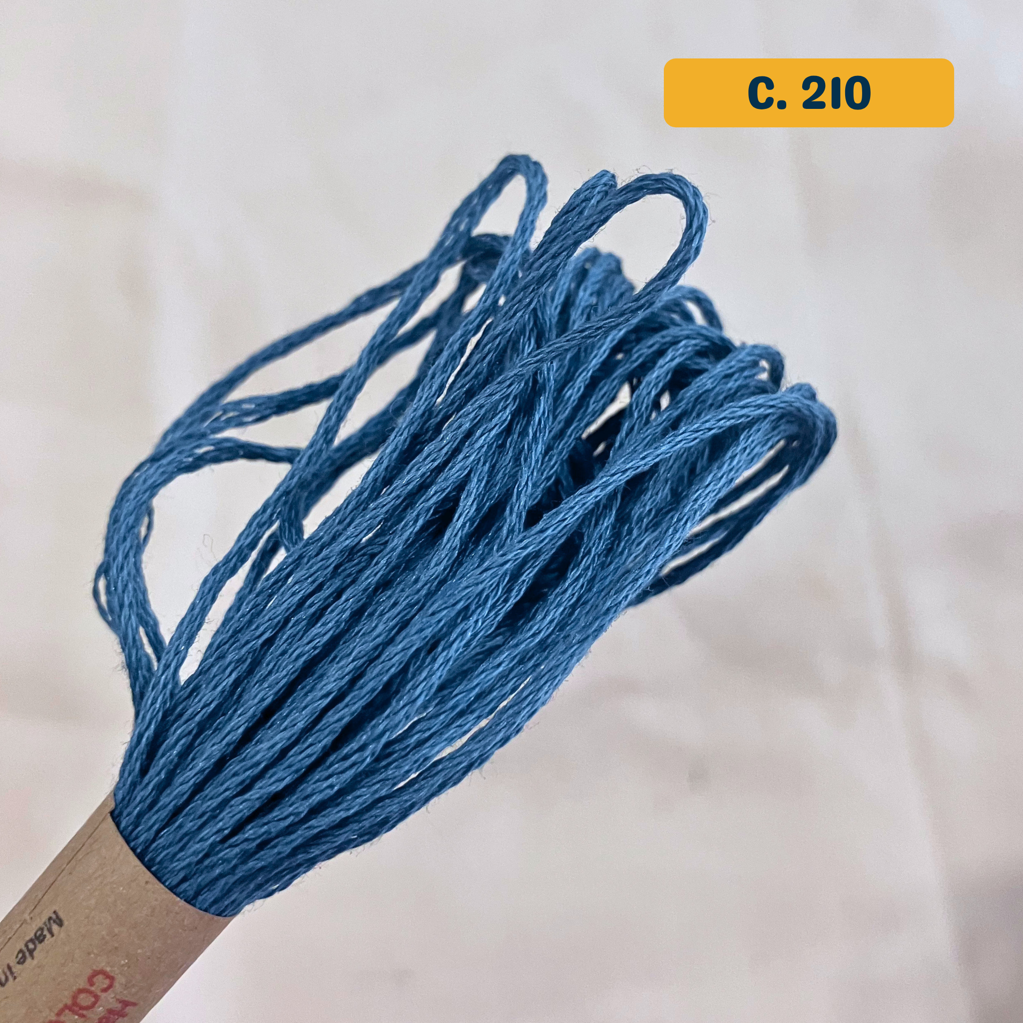 100% Cotton 6-Strand Embroidery Floss — blue (210 - Sapphire). Hand-Dyed. 10m.