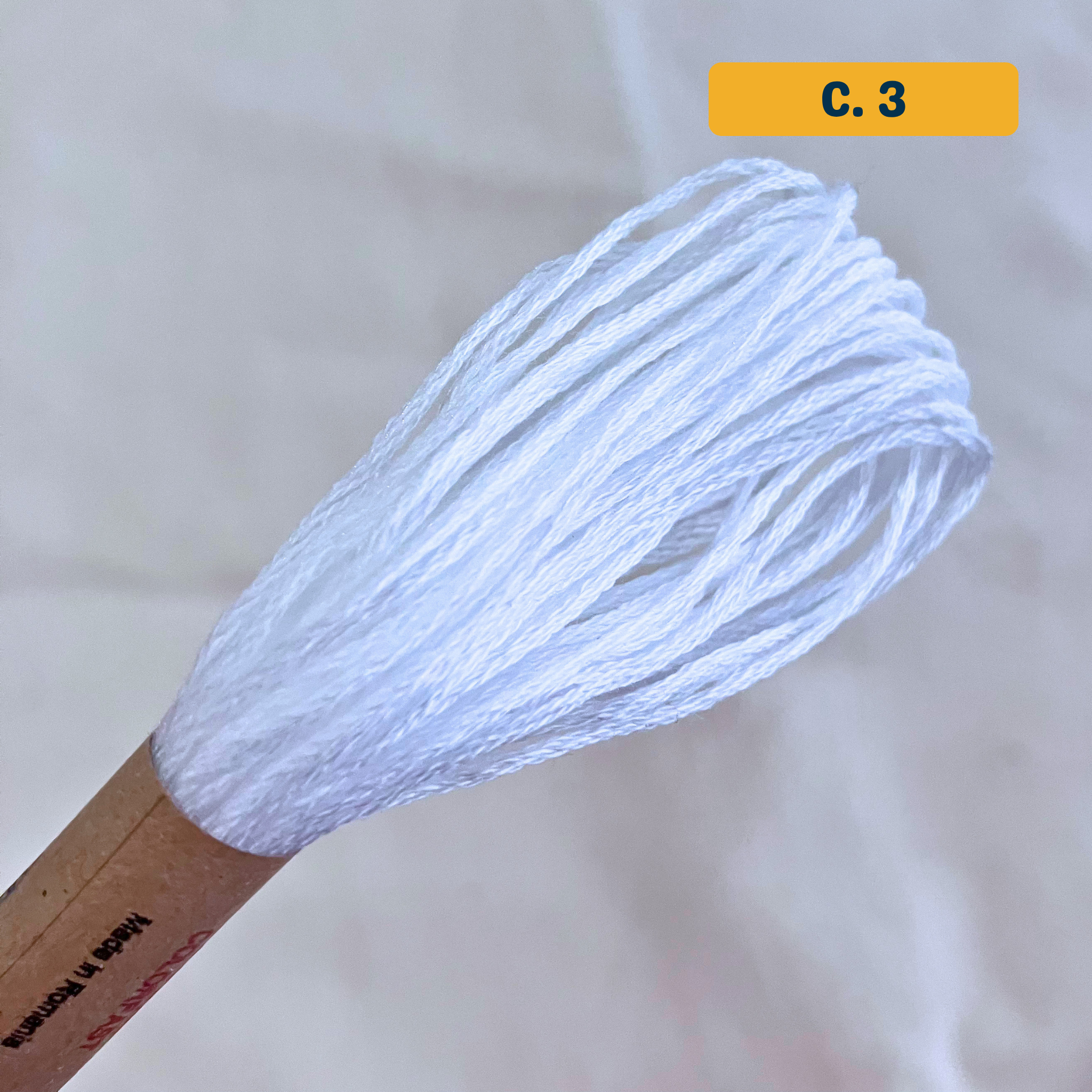 100% Cotton 6-Strand Embroidery Floss — bleached white (3 - White). Hand-Dyed. 10m.