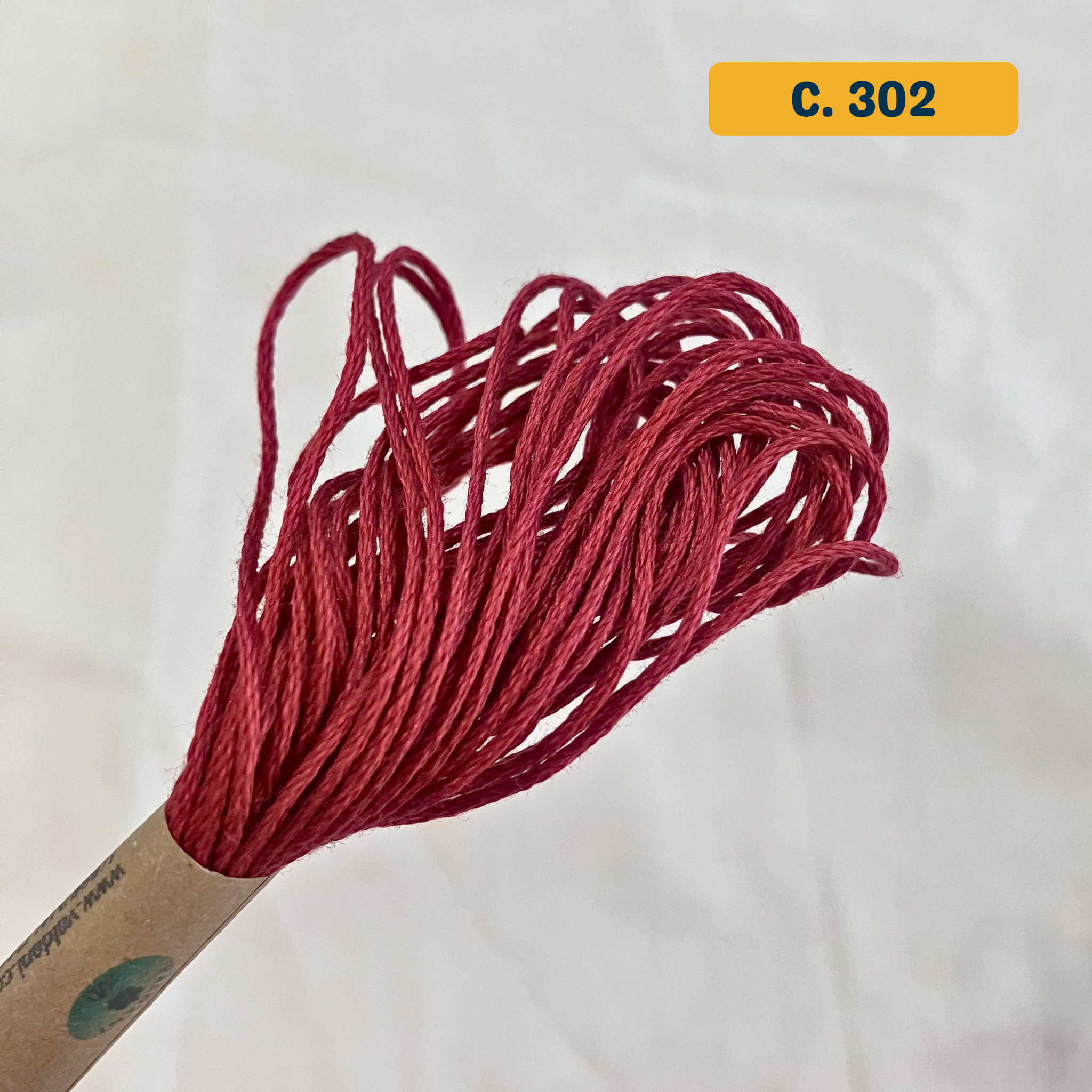 100% Cotton 6-Strand Embroidery Floss — red (302 - Rich Brick Solid). Hand-Dyed. 10m.