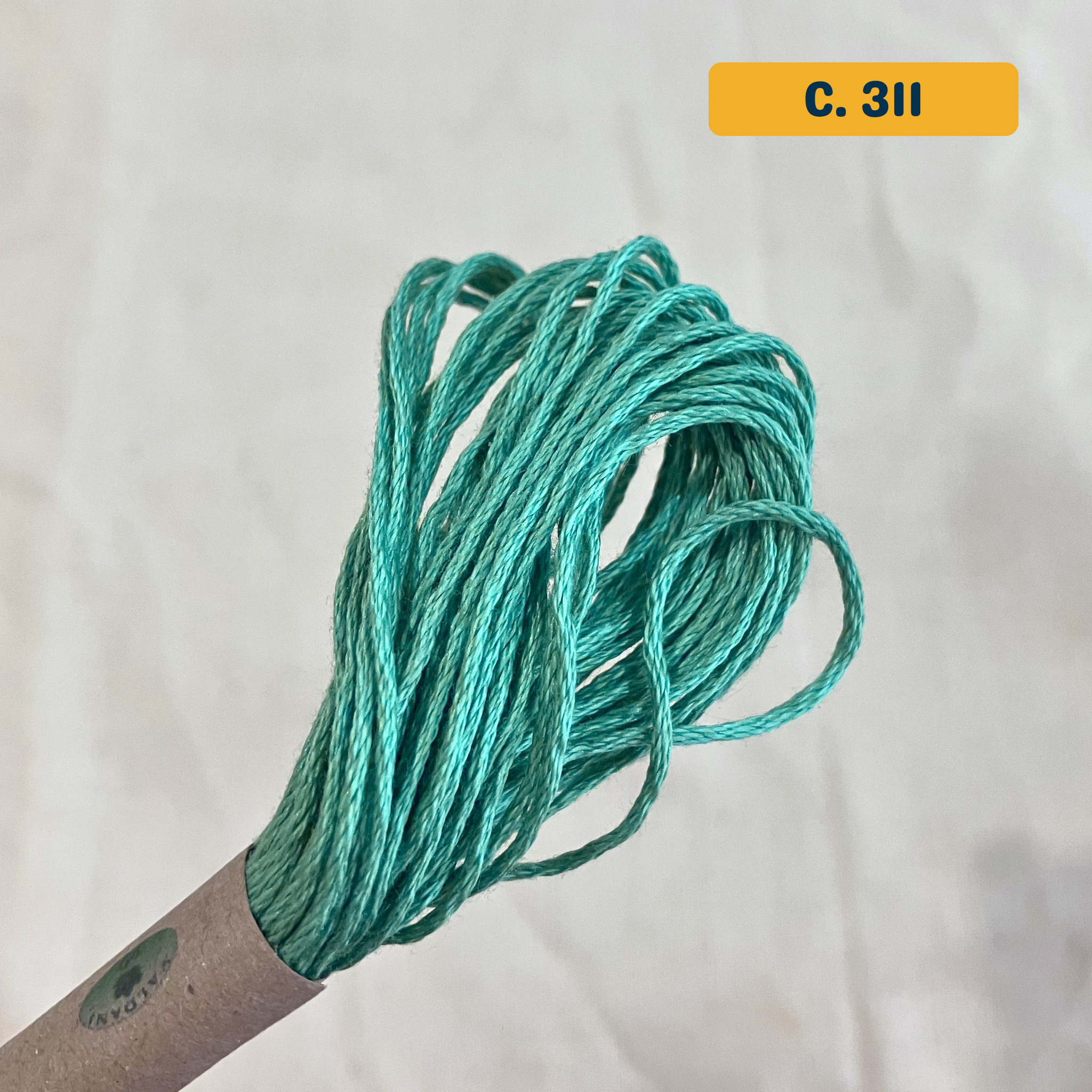 100% Cotton 6-Strand Embroidery Floss — bright teal (311 - Robin's Egg). Hand-Dyed. 10m.