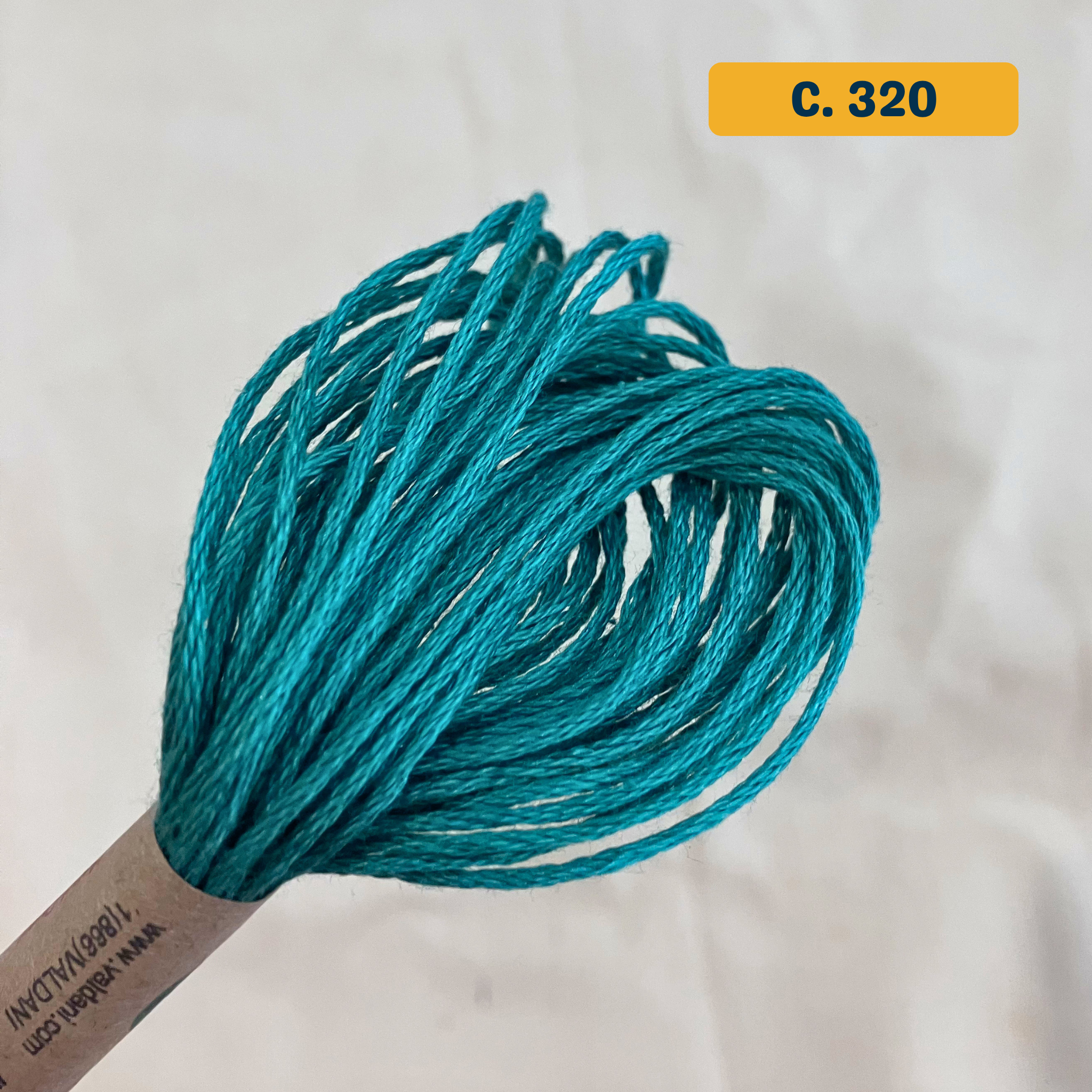 100% Cotton 6-Strand Embroidery Floss — bright green-blue (Dusty Teal). Hand-Dyed. 10m.