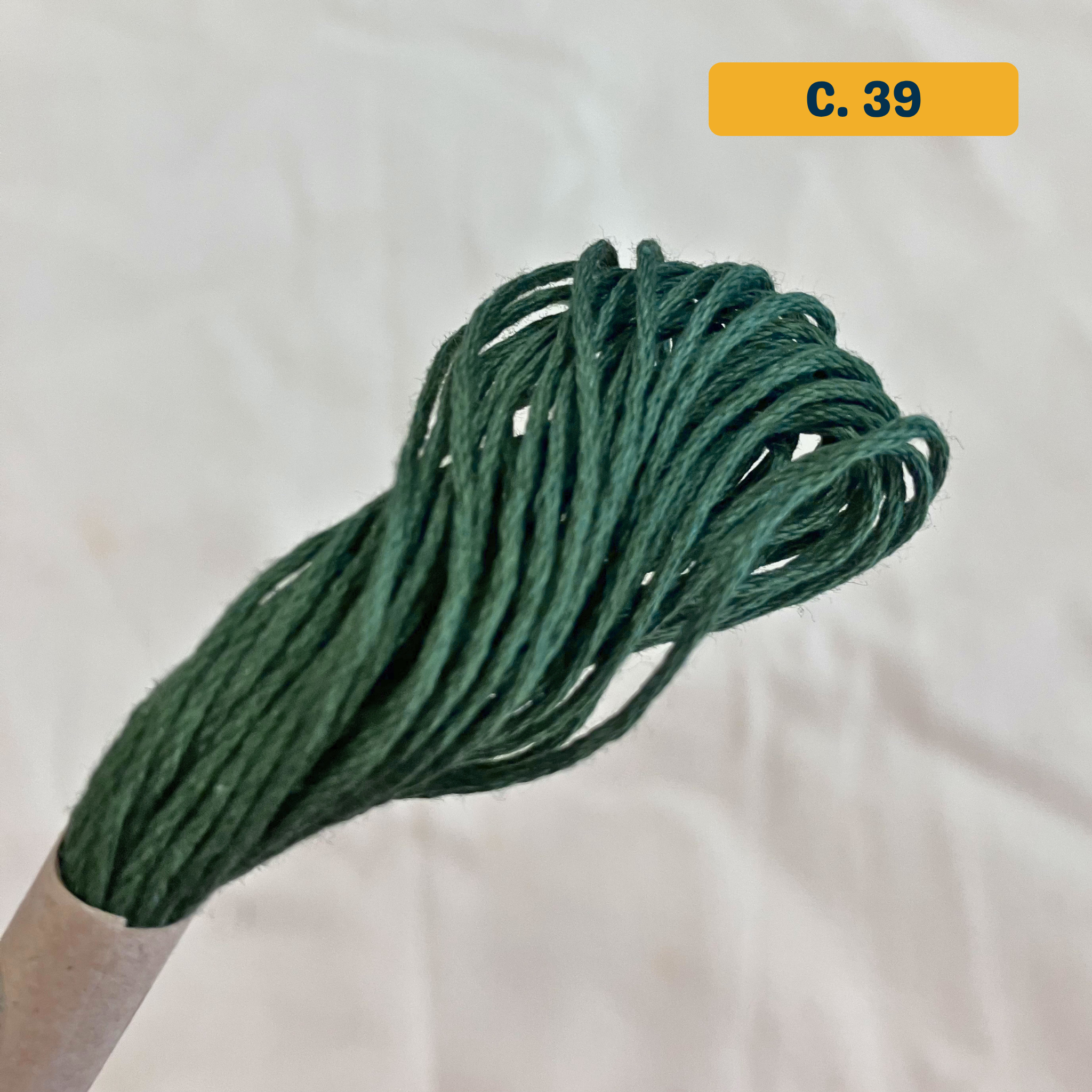 100% Cotton 6-Strand Embroidery Floss — dark grey-green (39 - Forest Green). Hand-Dyed. 10m.