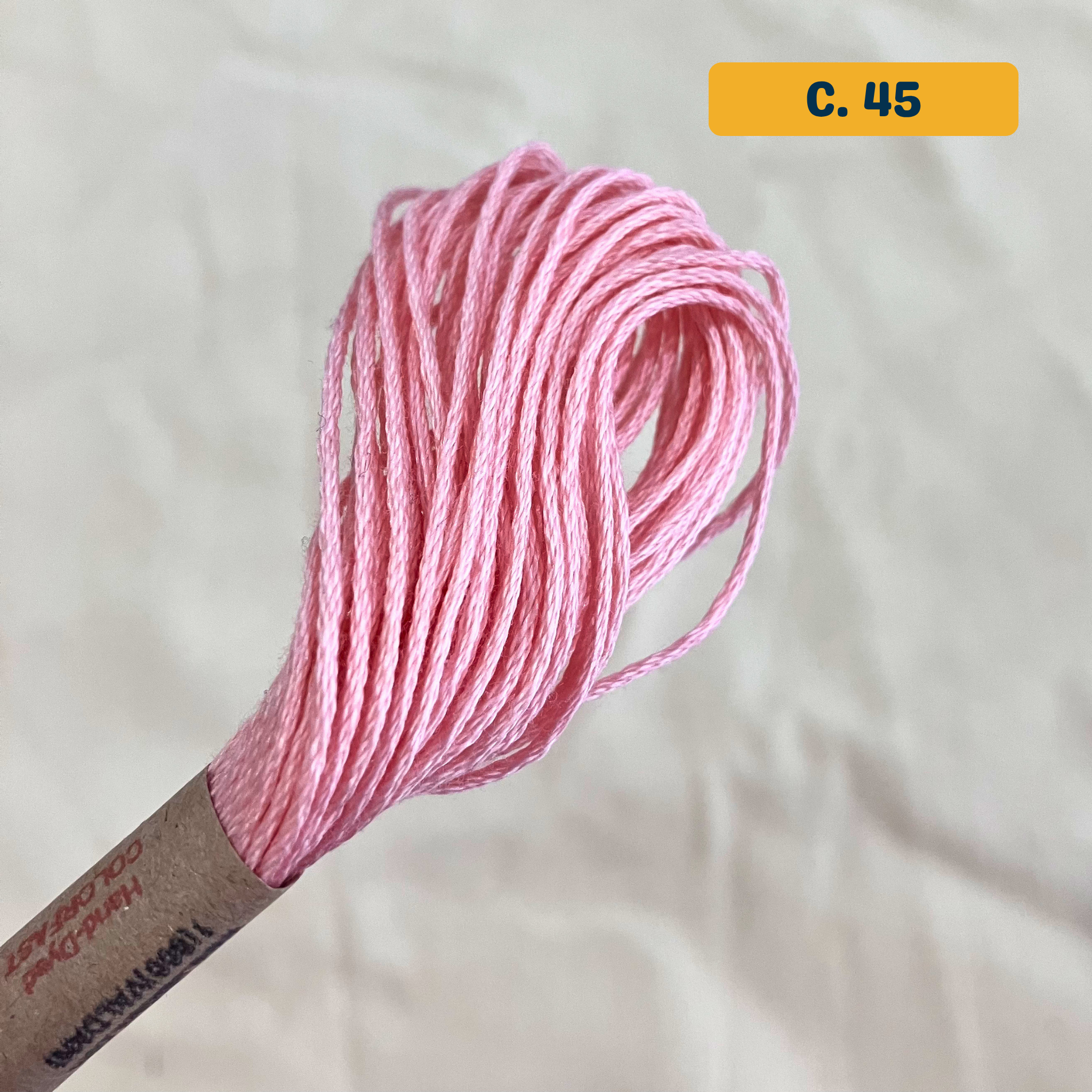 100% Cotton 6-Strand Embroidery Floss — pale pink (45 - Baby Pink Light). Hand-Dyed. 10m.