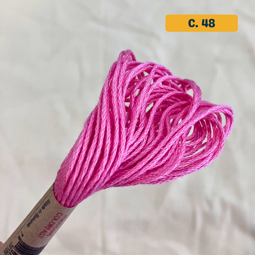 100% Cotton 6-Strand Embroidery Floss — bright pink (48 - Baby Pink Medium Dark). Hand-Dyed. 10m.