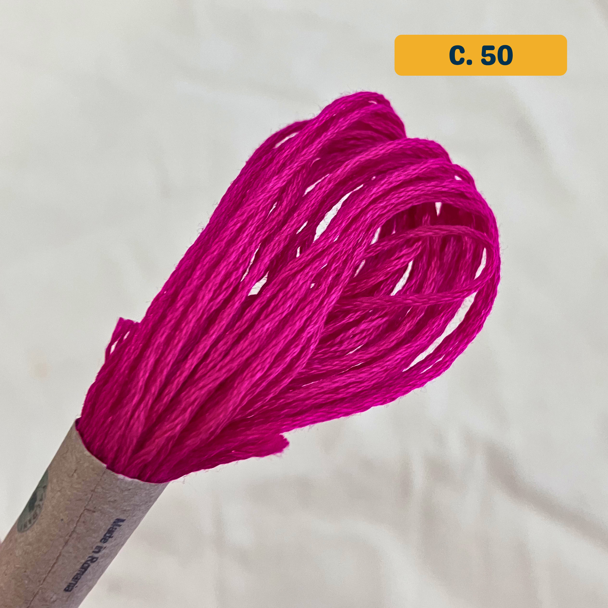 100% Cotton 6-Strand Embroidery Floss — bright pink (50 - Magenta). Hand-Dyed. 10m.