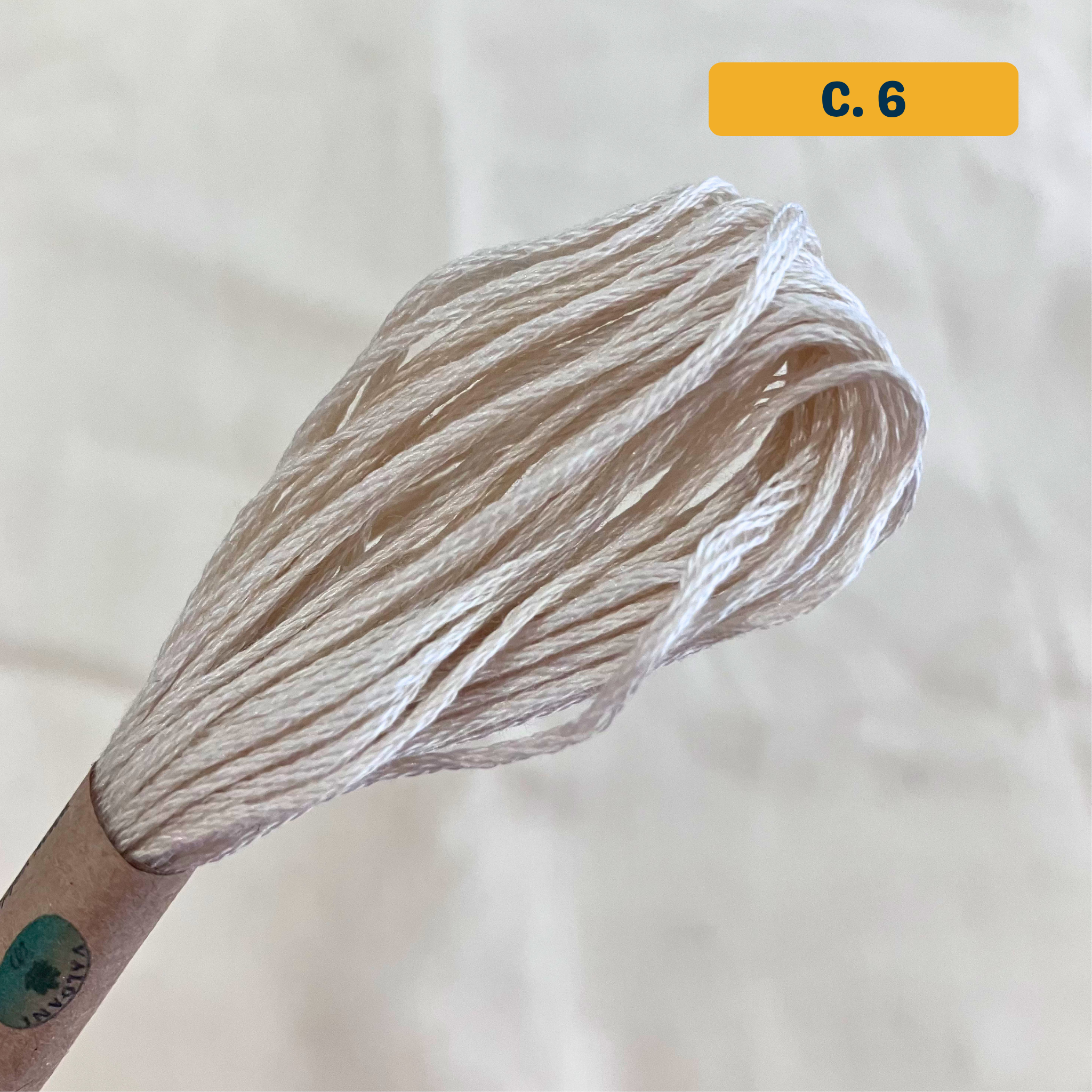 100% Cotton 6-Strand Embroidery Floss — light beige (6 - Natural). Hand-Dyed. 10m.