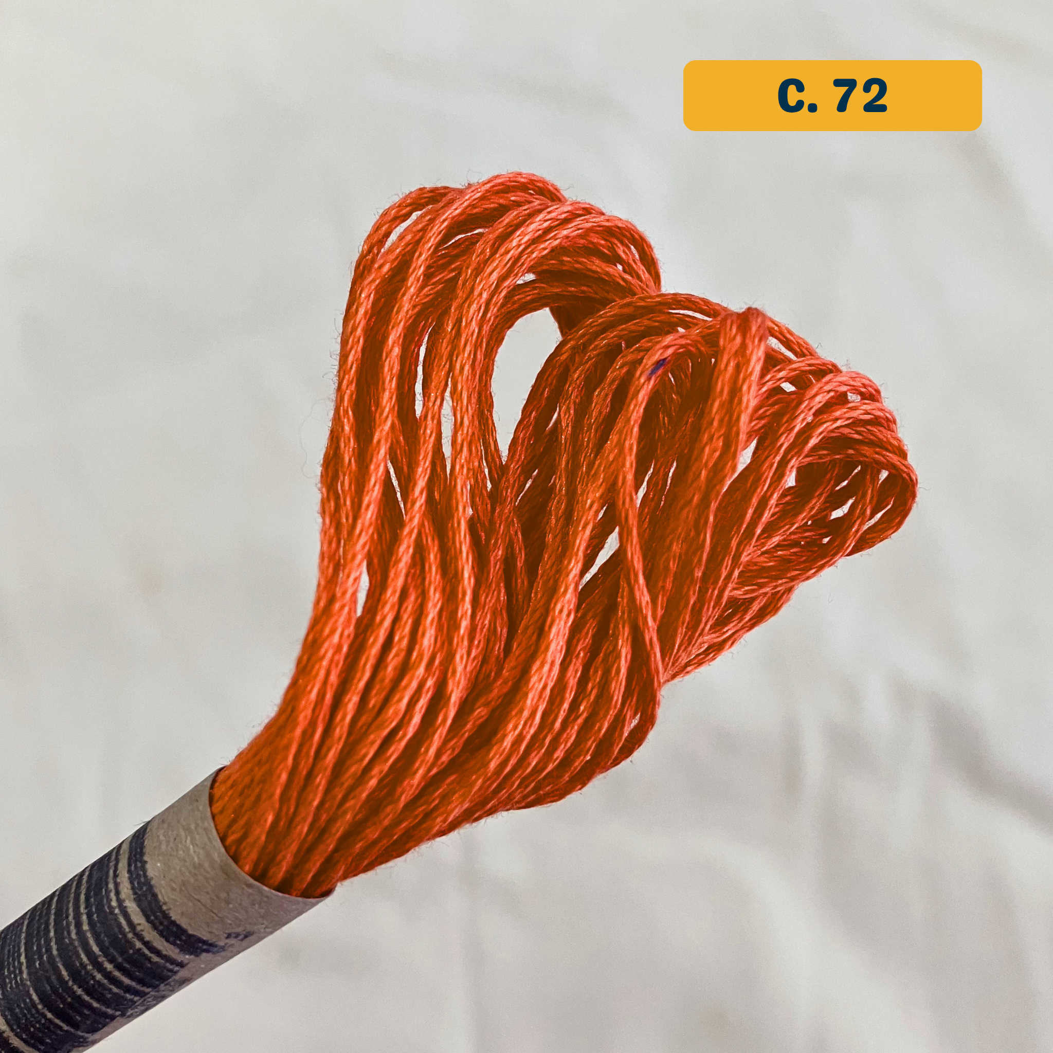 100% Cotton 6-Strand Embroidery Floss — medium orange (72 - Peach Orange). Hand-Dyed. 10m.