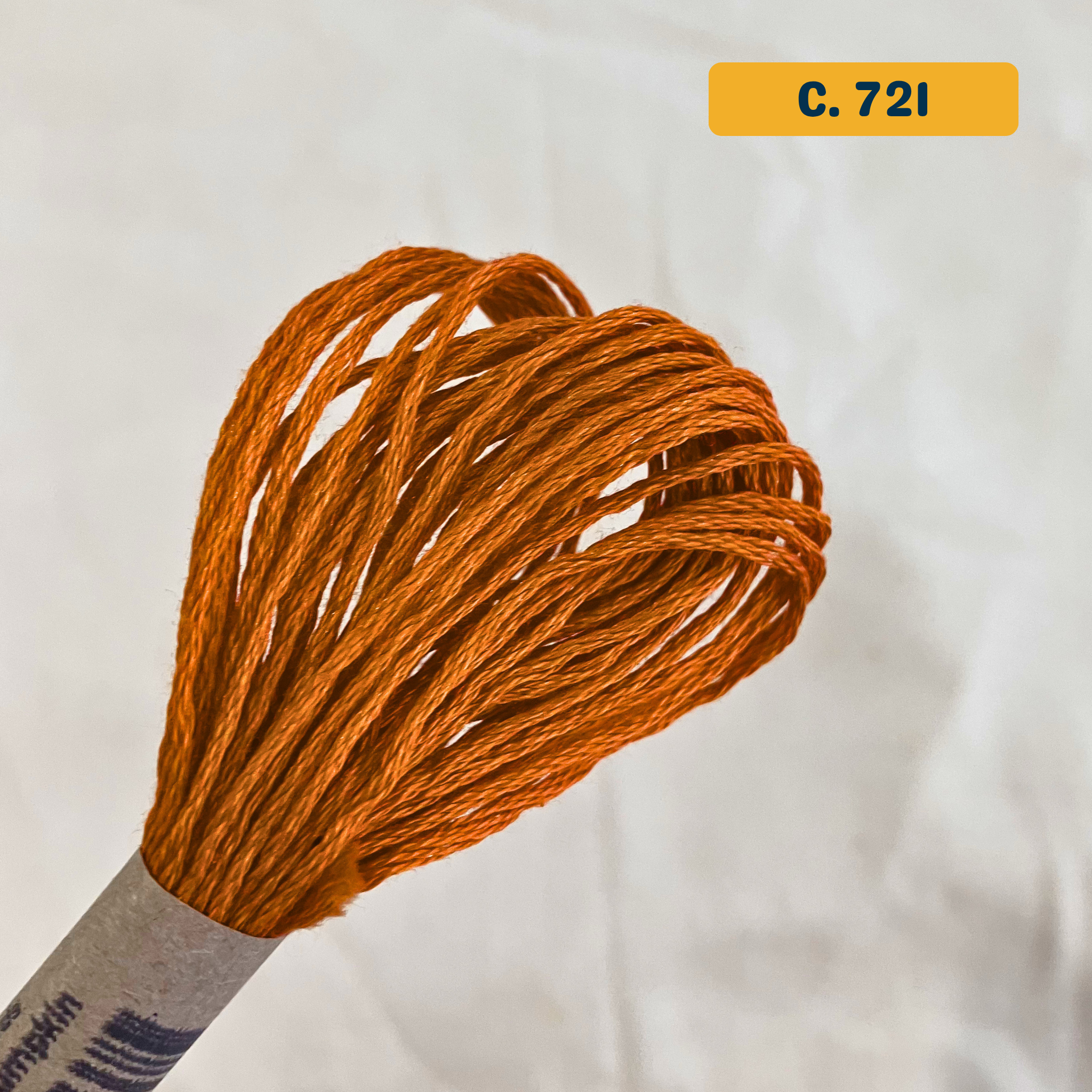 100% Cotton 6-Strand Embroidery Floss — orange (721 - Baked Pumpkin). Hand-Dyed. 10m.