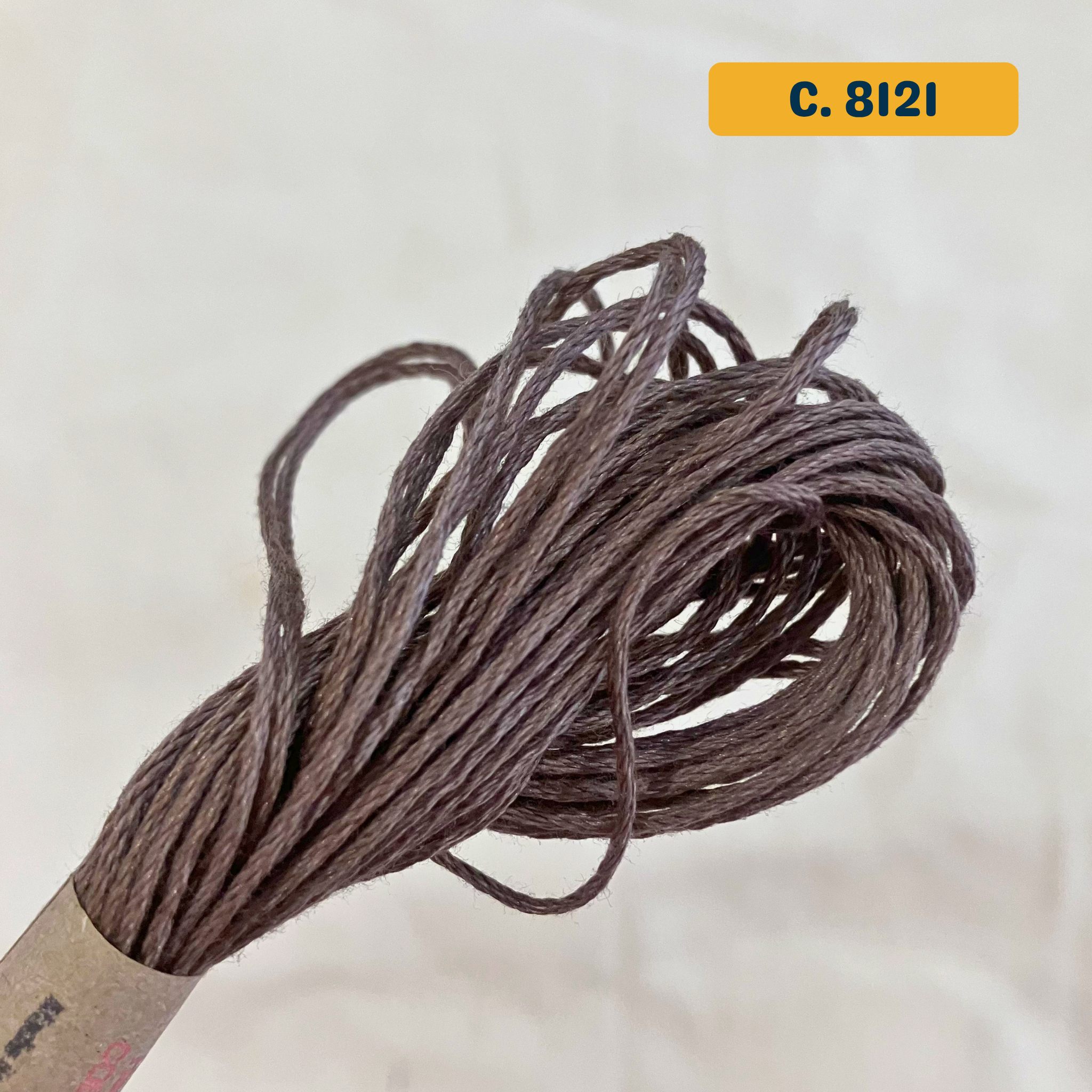 100% Cotton 6-Strand Embroidery Floss — grey-brown (8121 - Brown Black Light). Hand-Dyed. 10m.