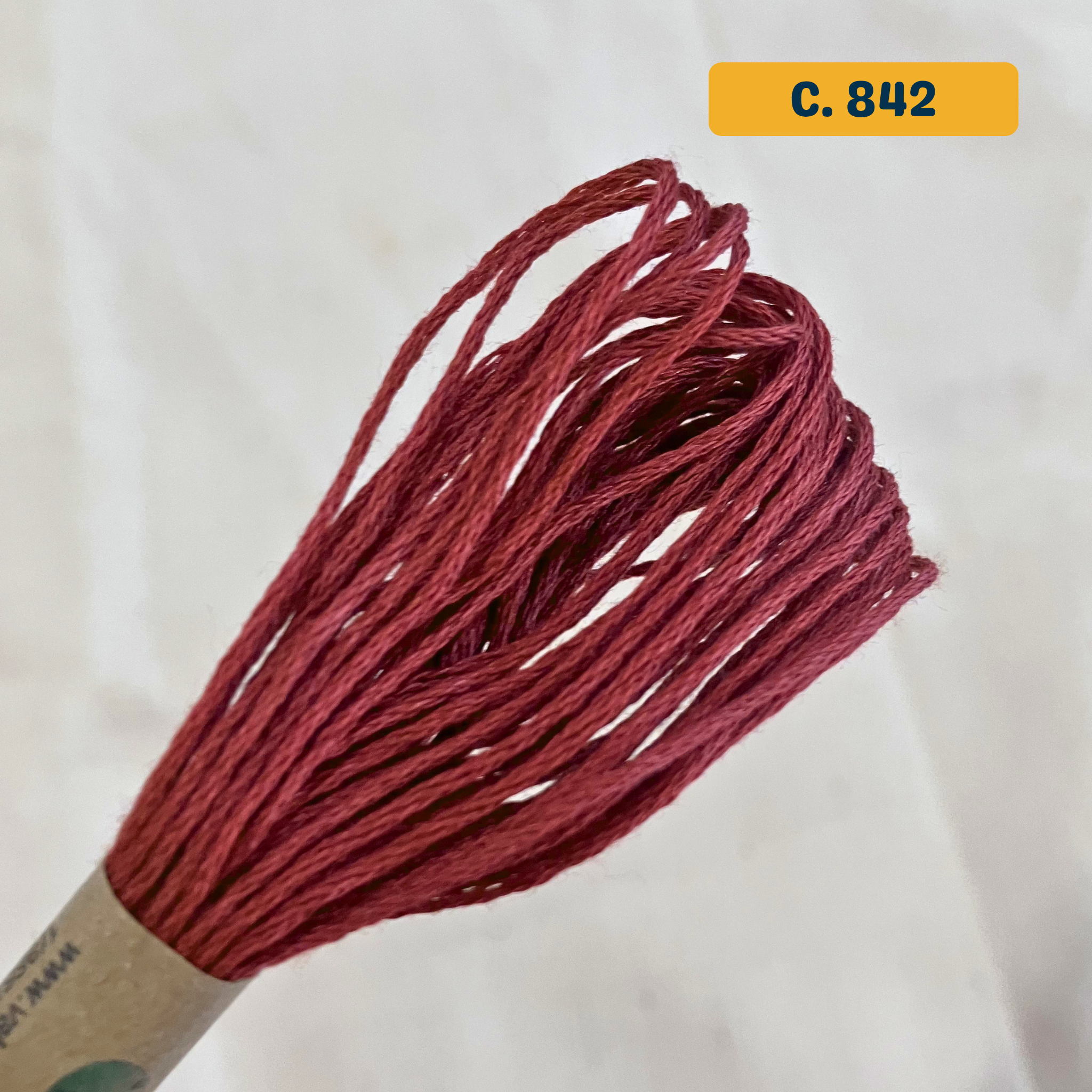100% Cotton 6-Strand Embroidery Floss — brown red (842 - Old Rose Medium). Hand-Dyed. 10m.