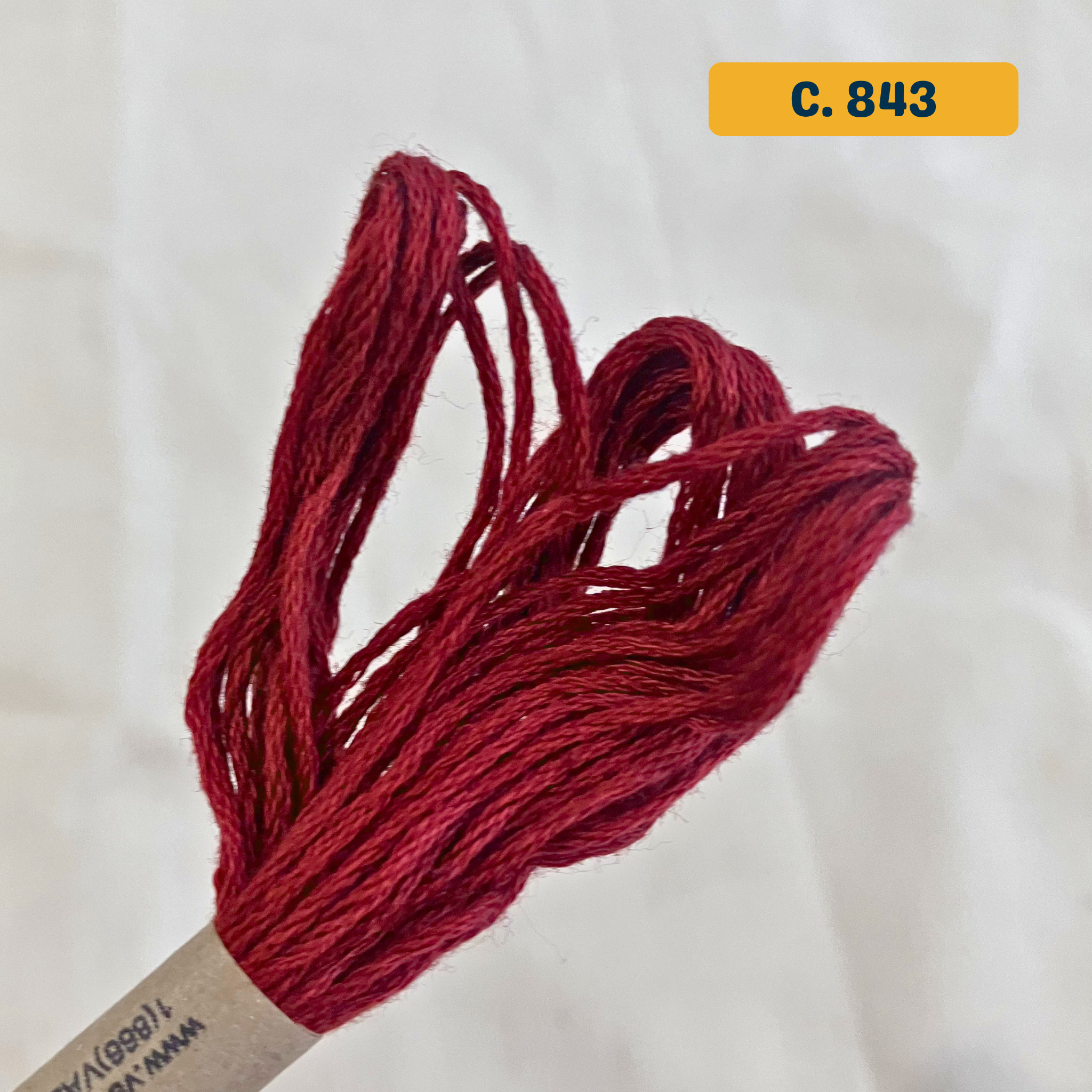100% Cotton 6-Strand Embroidery Floss — red (843 - Old Rose Dark). Hand-Dyed. 10m.